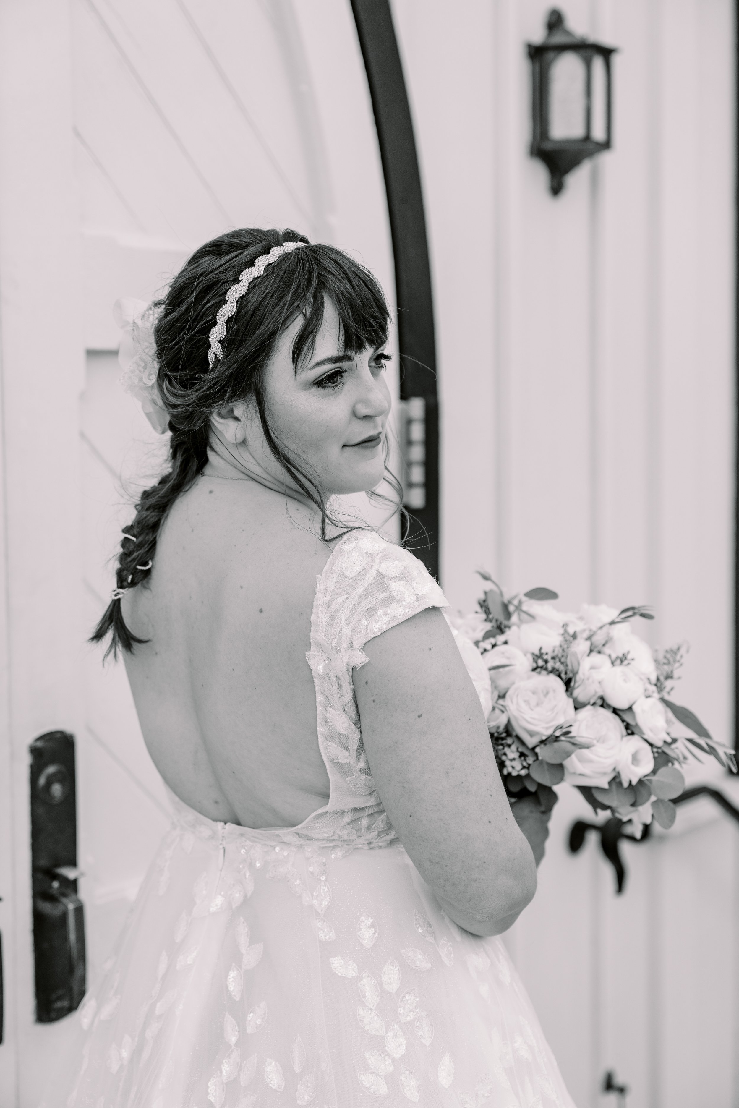 Black and White Bridal Back Wedding at All Saints Chapel Raleigh NC Fancy This Photography