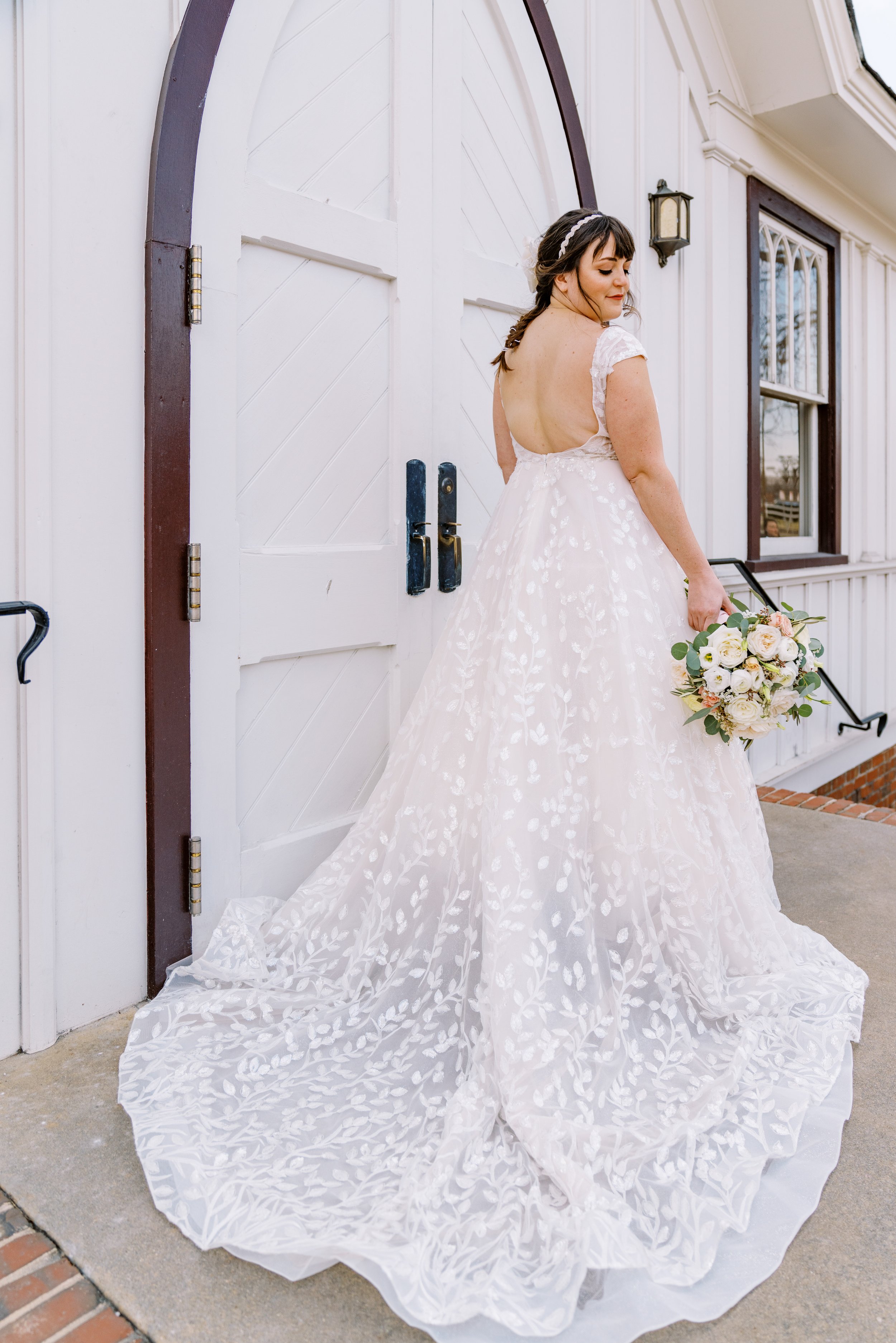 Beautiful Bridal Gown Train Wedding at All Saints Chapel Raleigh NC Fancy This Photography