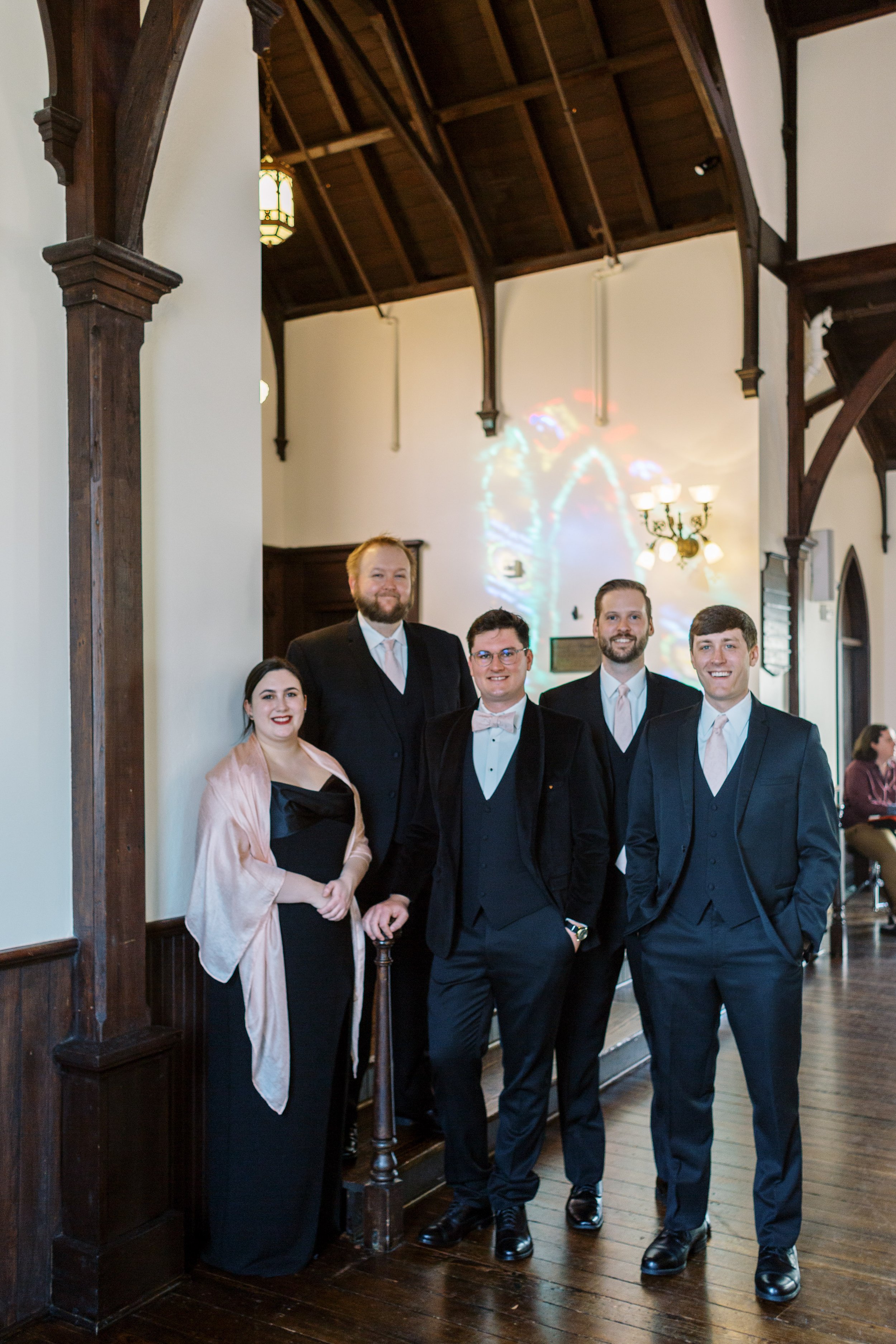 Groom and Groomsmen Groomsmaid Wedding at All Saints Chapel Raleigh NC Fancy This Photography