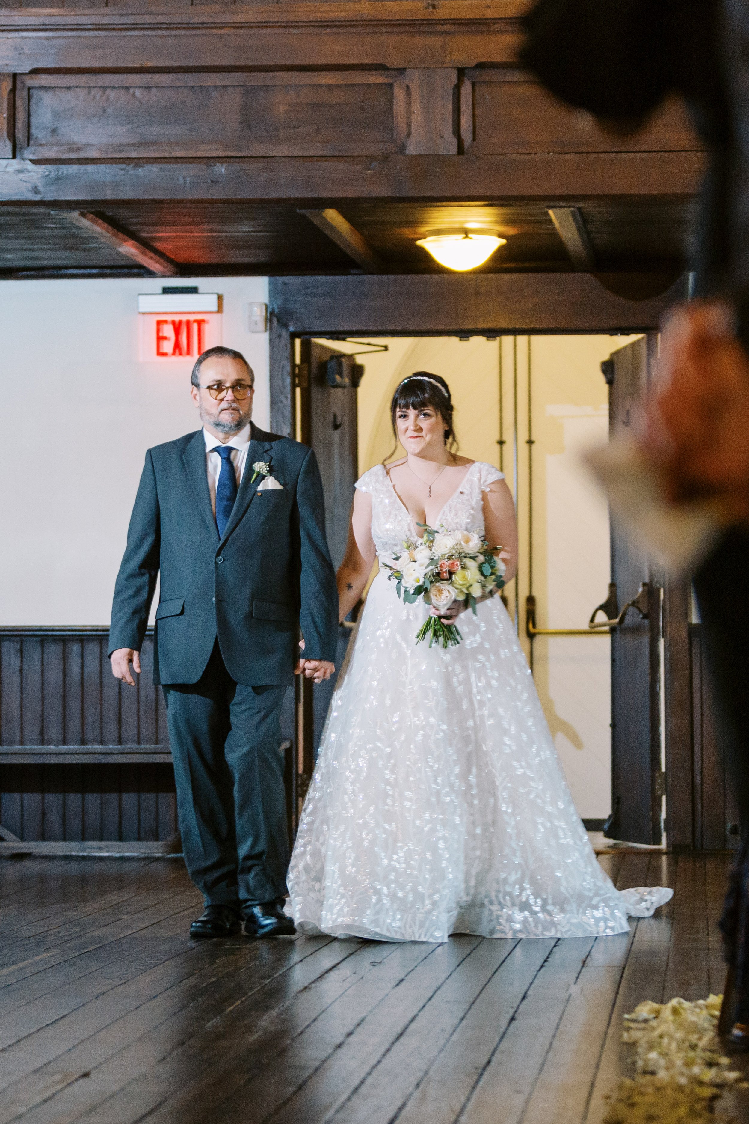 Bride and Father Walking Down the Aisle Wedding at All Saints Chapel Raleigh NC Fancy This Photography