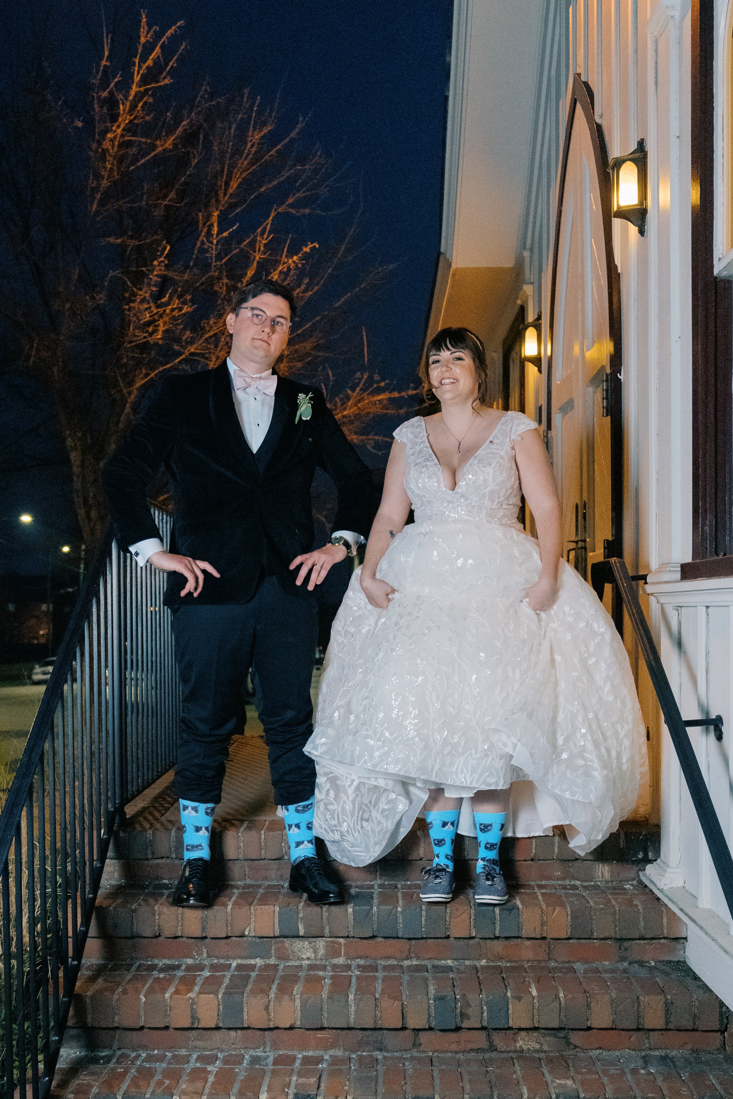 Bride and Groom Cat Socks Wedding at All Saints Chapel Raleigh NC Fancy This Photography