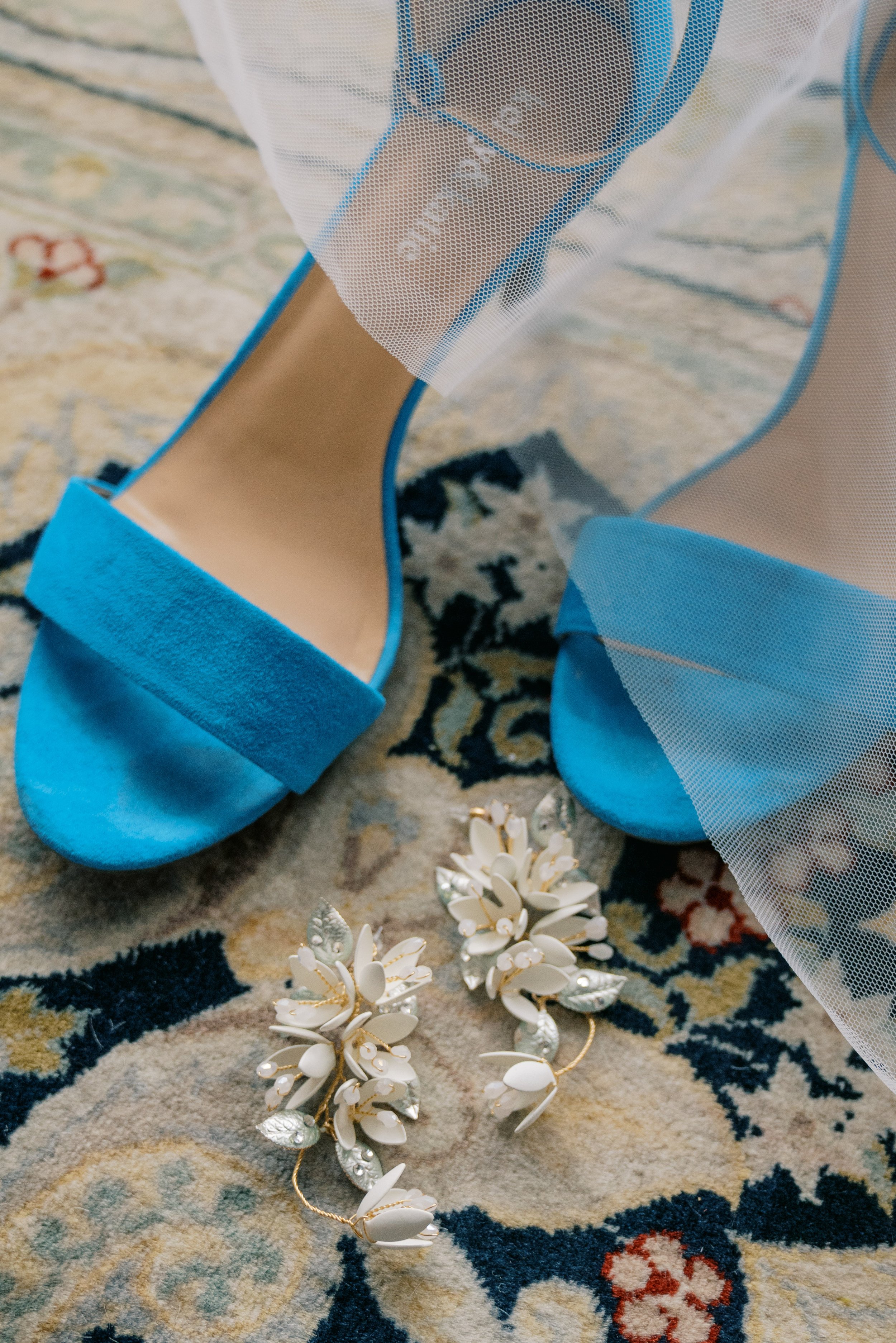  Blue Bridal Shoes and Earrings Whitaker &amp; Atlantic Wedding in Raleigh, NC Fancy This Photography