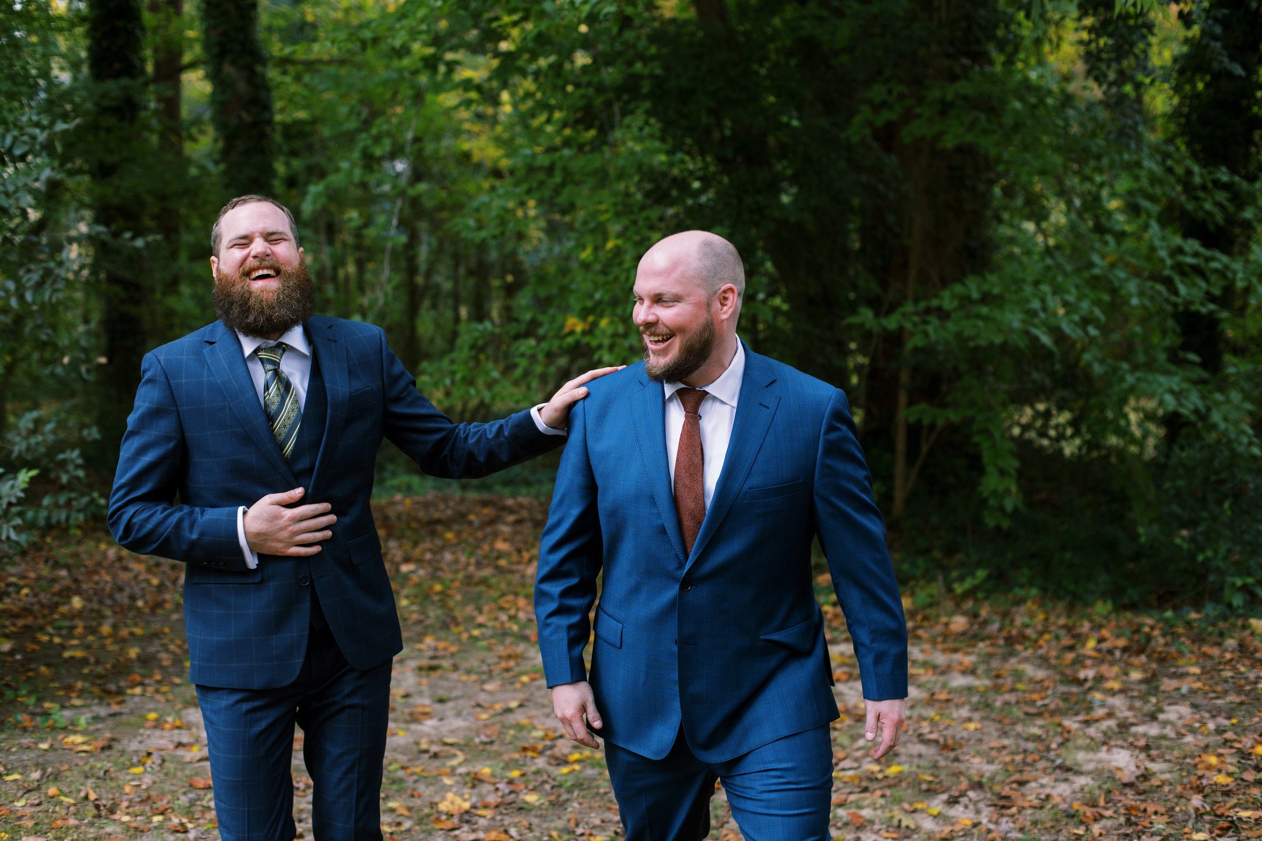  Groom and Best Man in Woods Whitaker &amp; Atlantic Wedding in Raleigh, NC Fancy This Photography