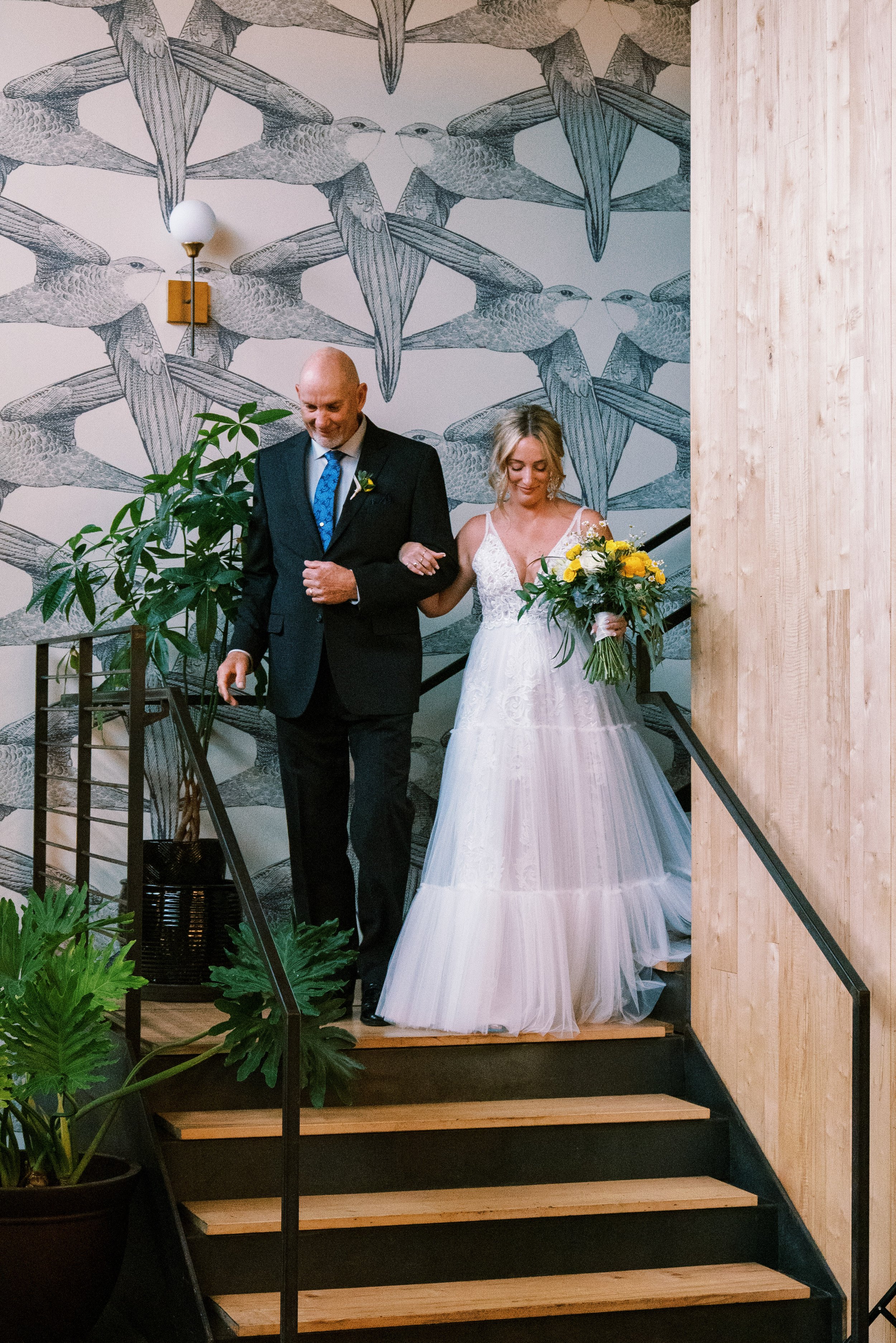  Bride Walks Down Staircase Whitaker &amp; Atlantic Wedding in Raleigh, NC Fancy This Photography