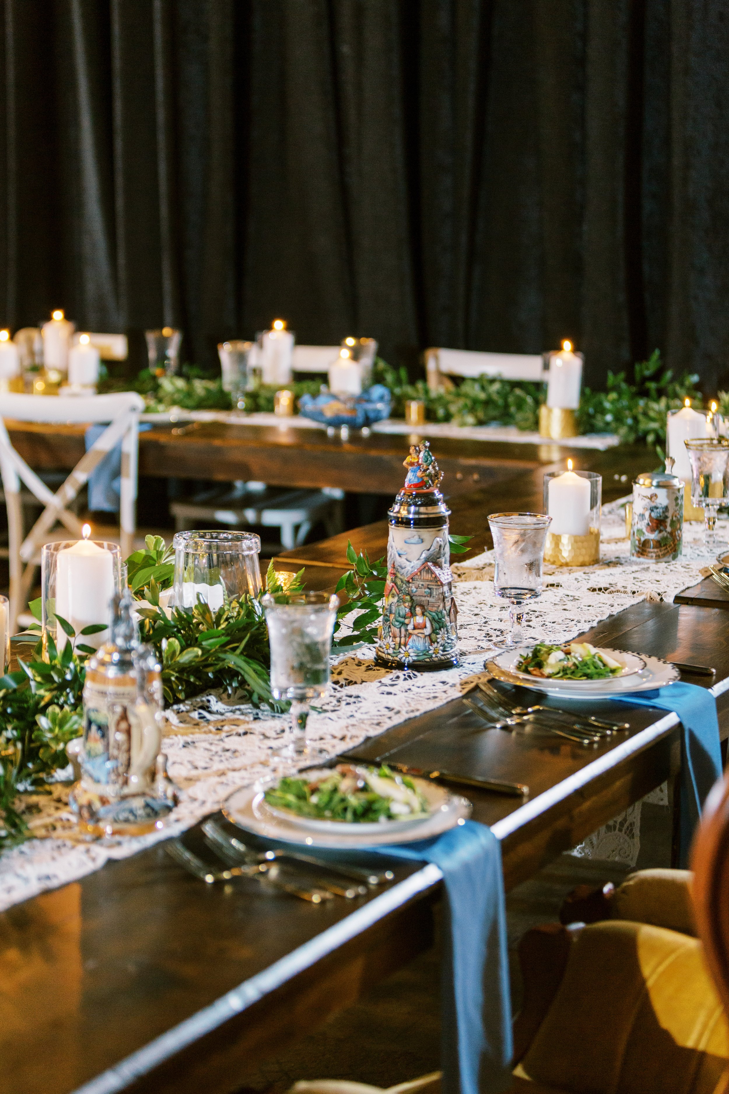 Reception Table Decor at Whitaker &amp; Atlantic Wedding in Raleigh, NC Fancy This Photography