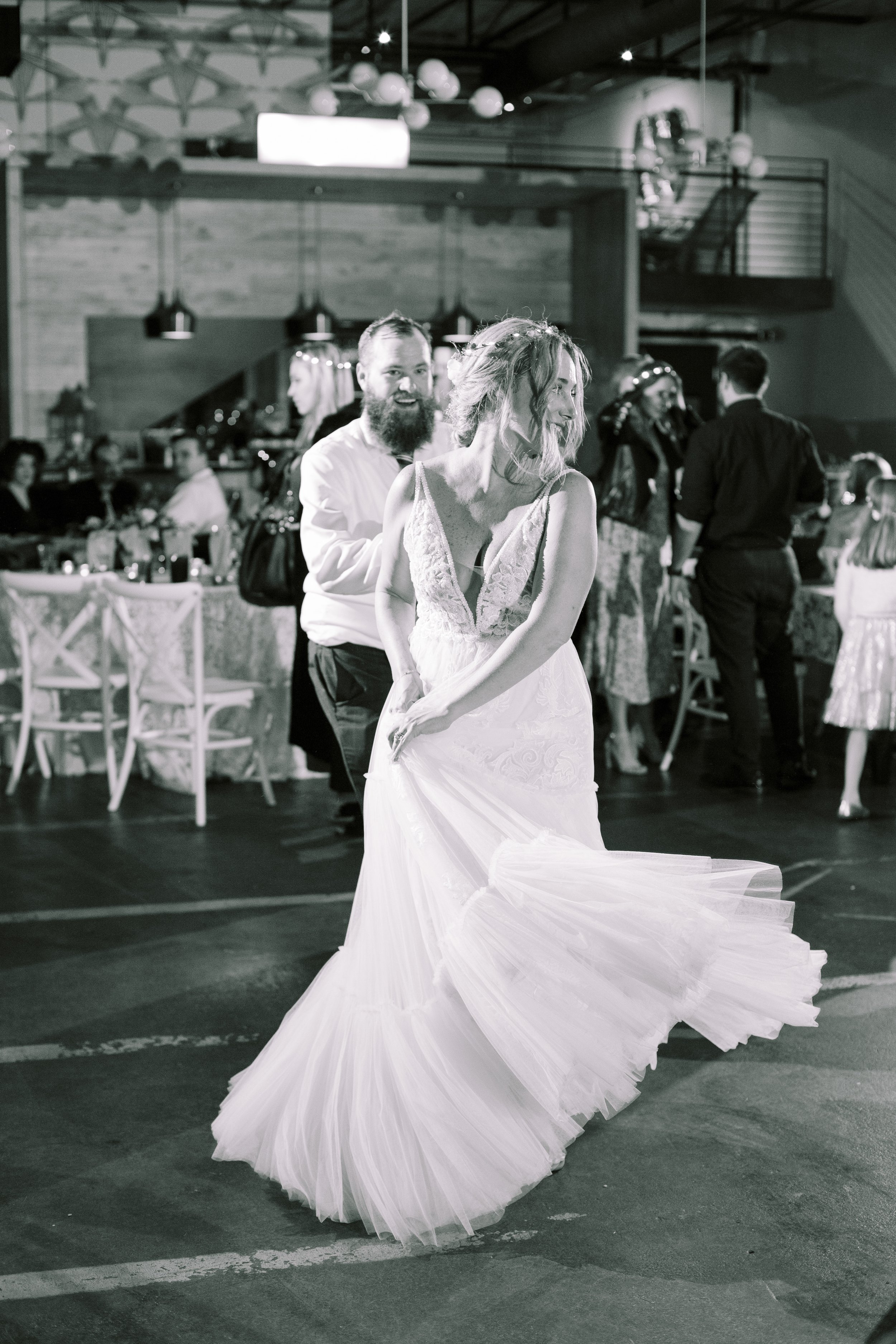 Bride Dancing in Dress Whitaker &amp; Atlantic Wedding in Raleigh, NC Fancy This Photography
