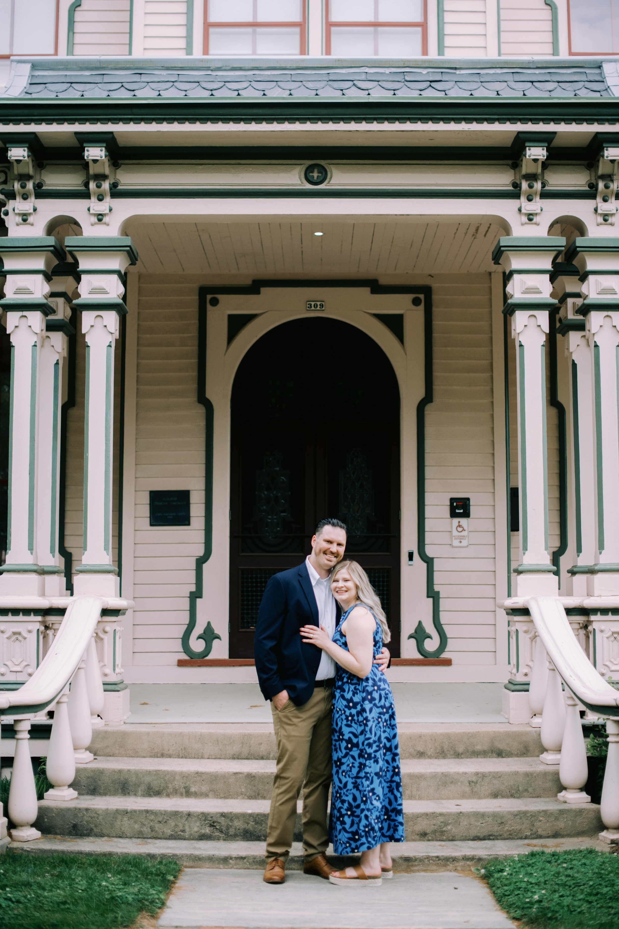 Victoria and Cody Historic House Raleigh NC Engagement Photos in Historic Oakwood Neighborhood Fancy This Photography