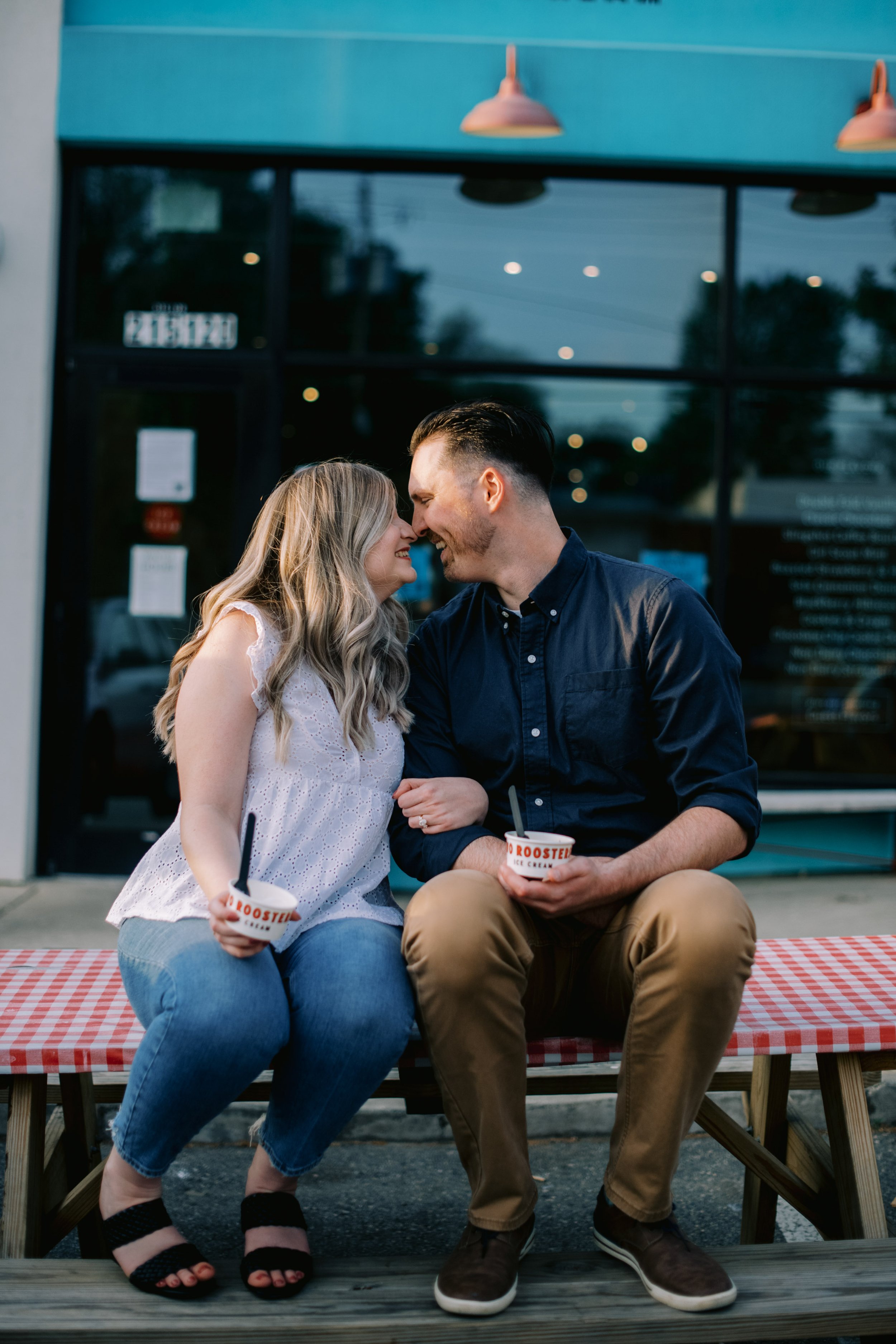 Sweetest Two Roosters Ice Cream Raleigh NC Engagement Photos in Historic Oakwood Neighborhood Fancy This Photography