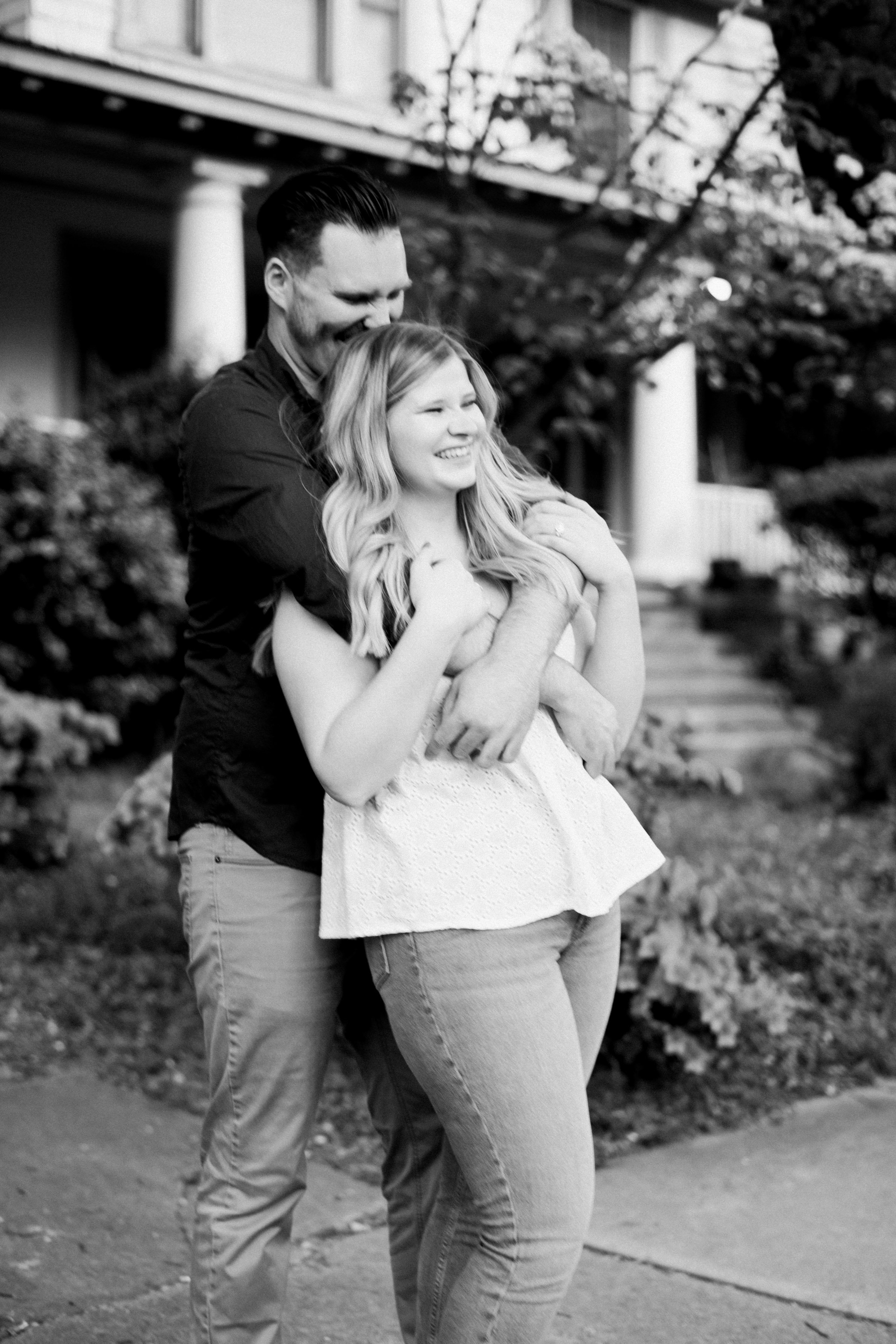 Black and White Spring Raleigh NC Engagement Photos in Historic Oakwood Neighborhood Fancy This Photography