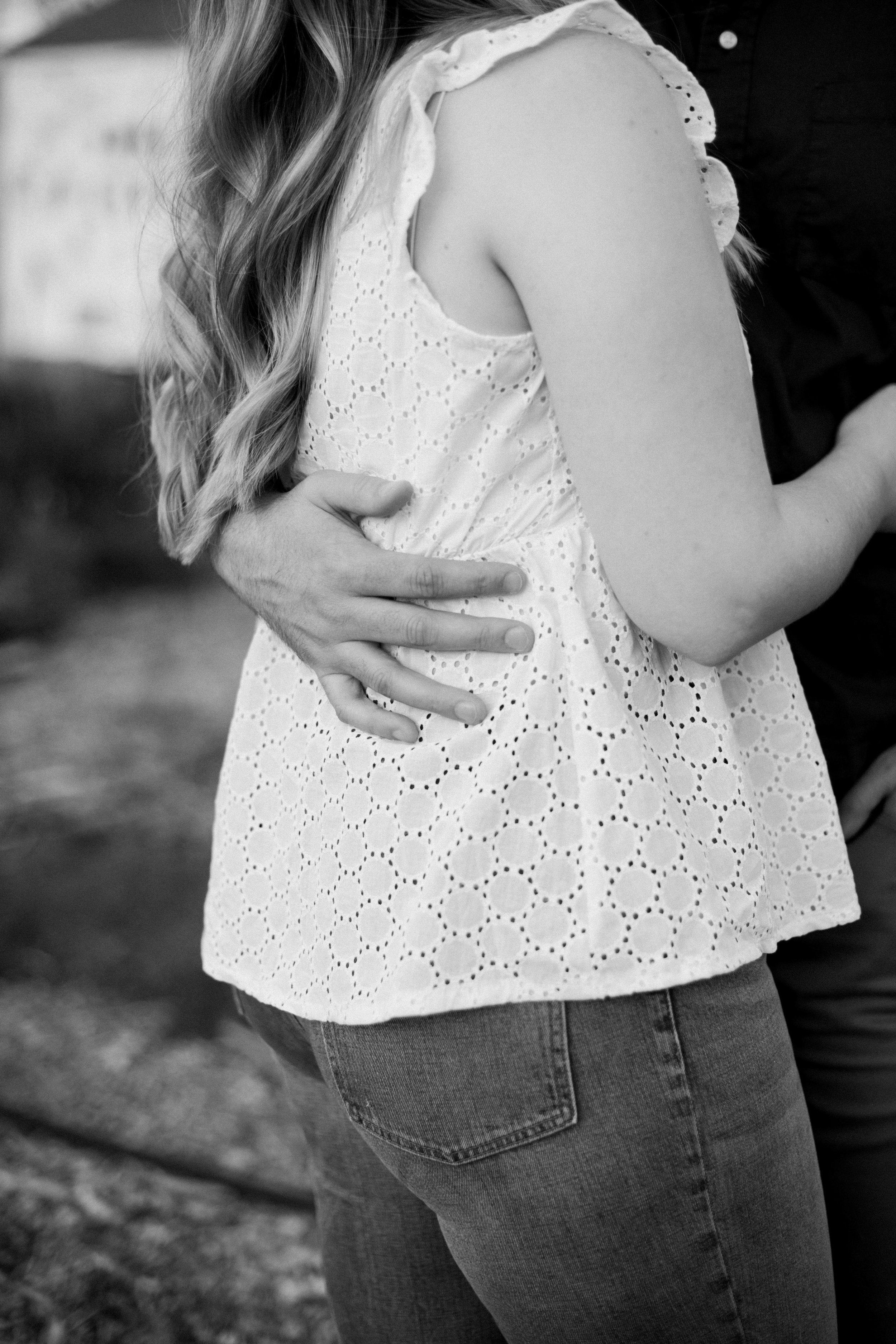 Black and White Recently Engaged Hand Raleigh NC Engagement Photos in Historic Oakwood Neighborhood Fancy This Photography