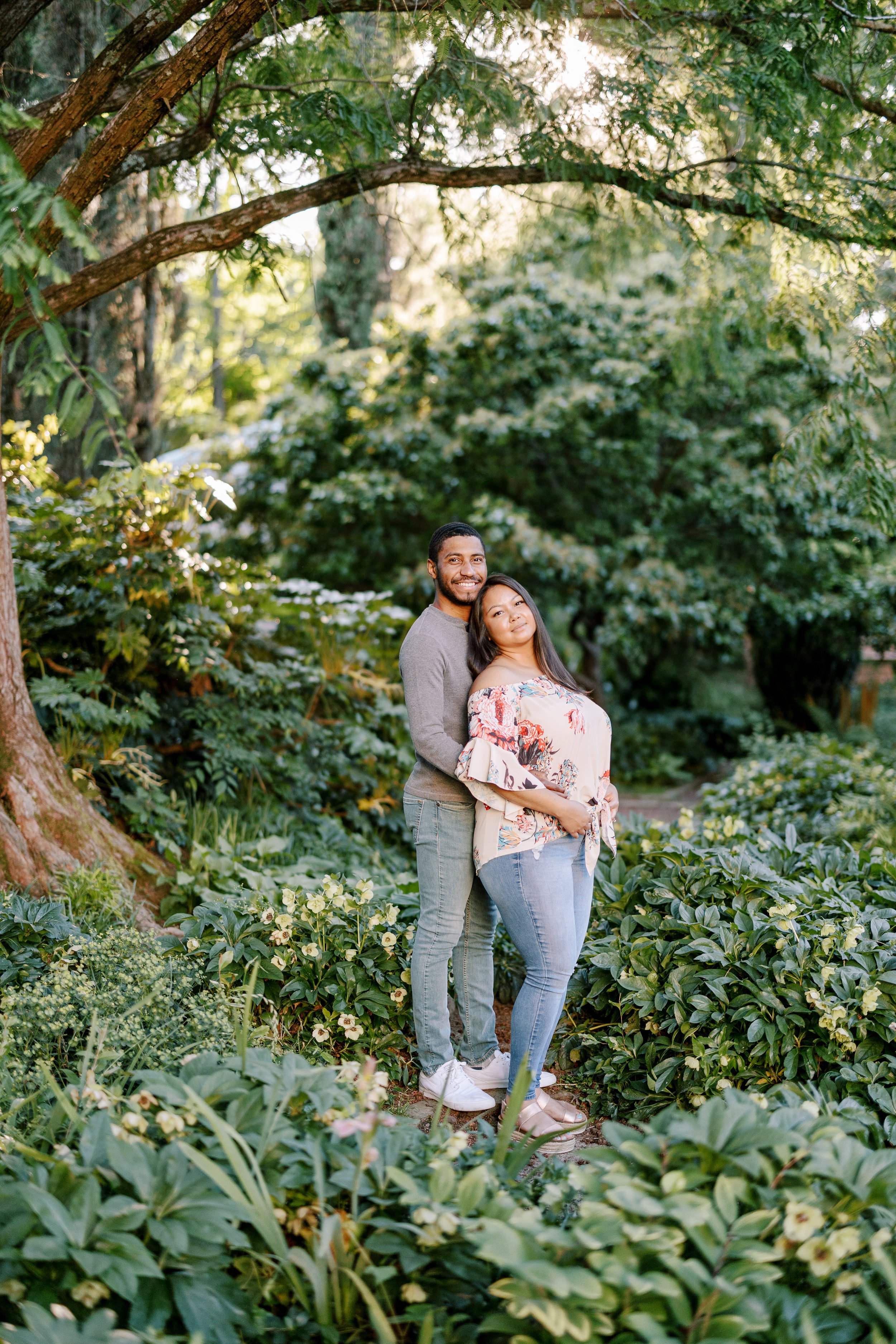 Sunset Forest Trees Engagement Photos in The Raleigh Rose Garden Fancy This Photography