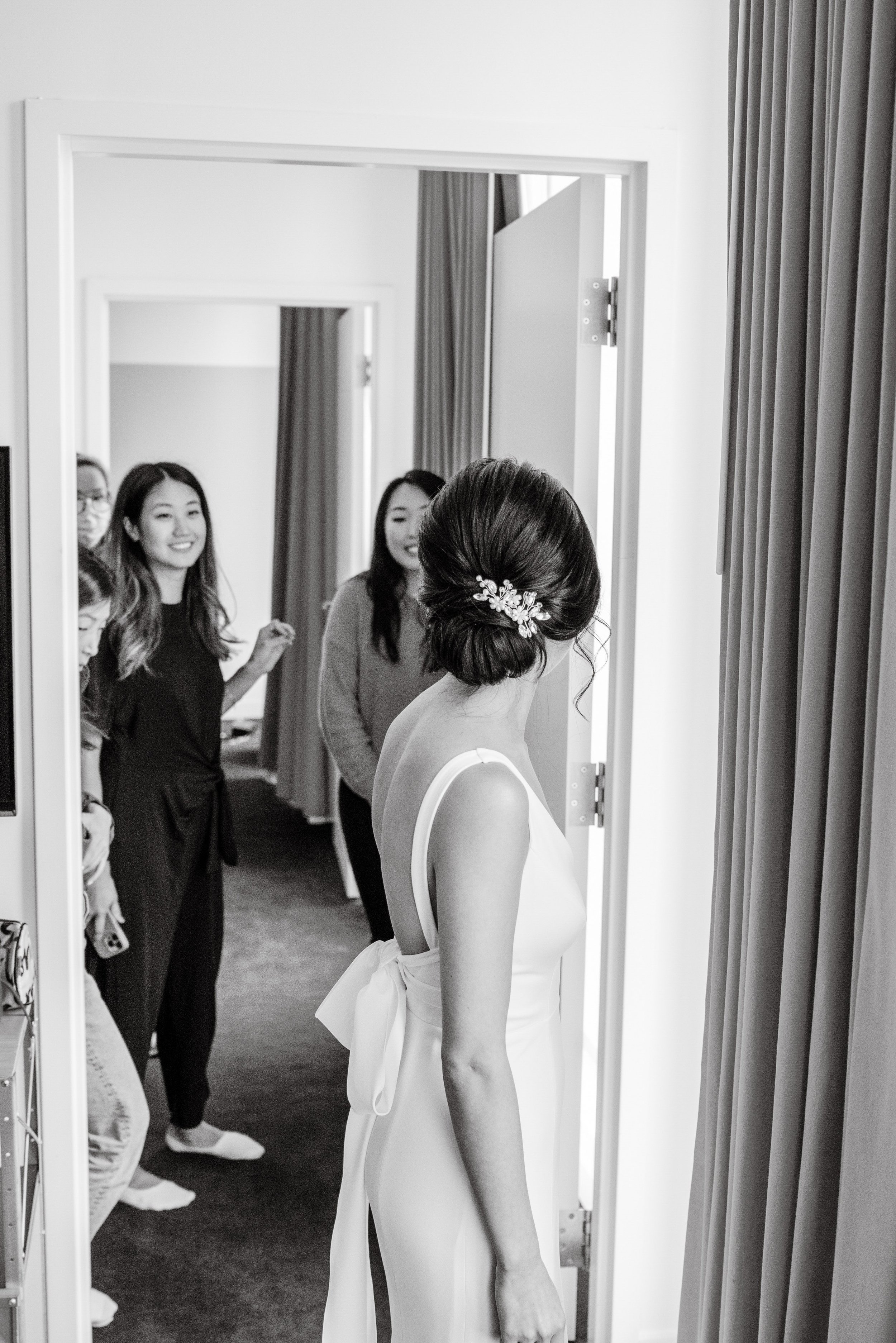 Bride Getting Ready Black and White Image