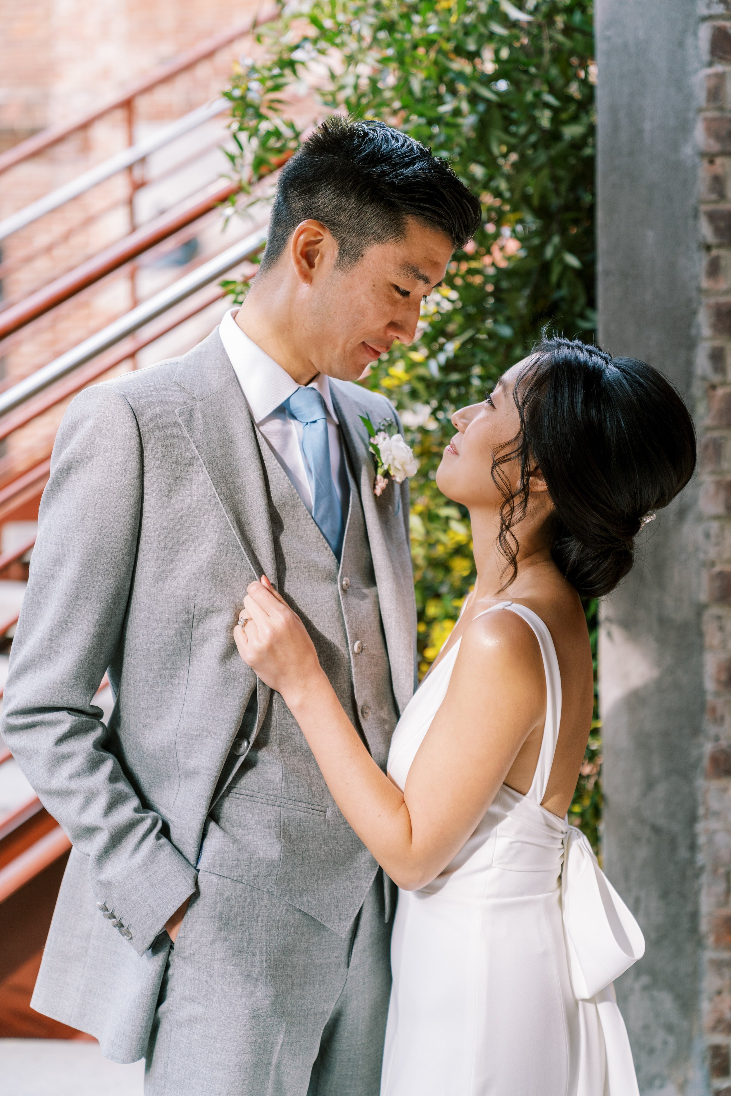 Gray Groom White Bride American Tobacco Campus Korean Wedding at Bay 7 Durham NC Fancy This Photography