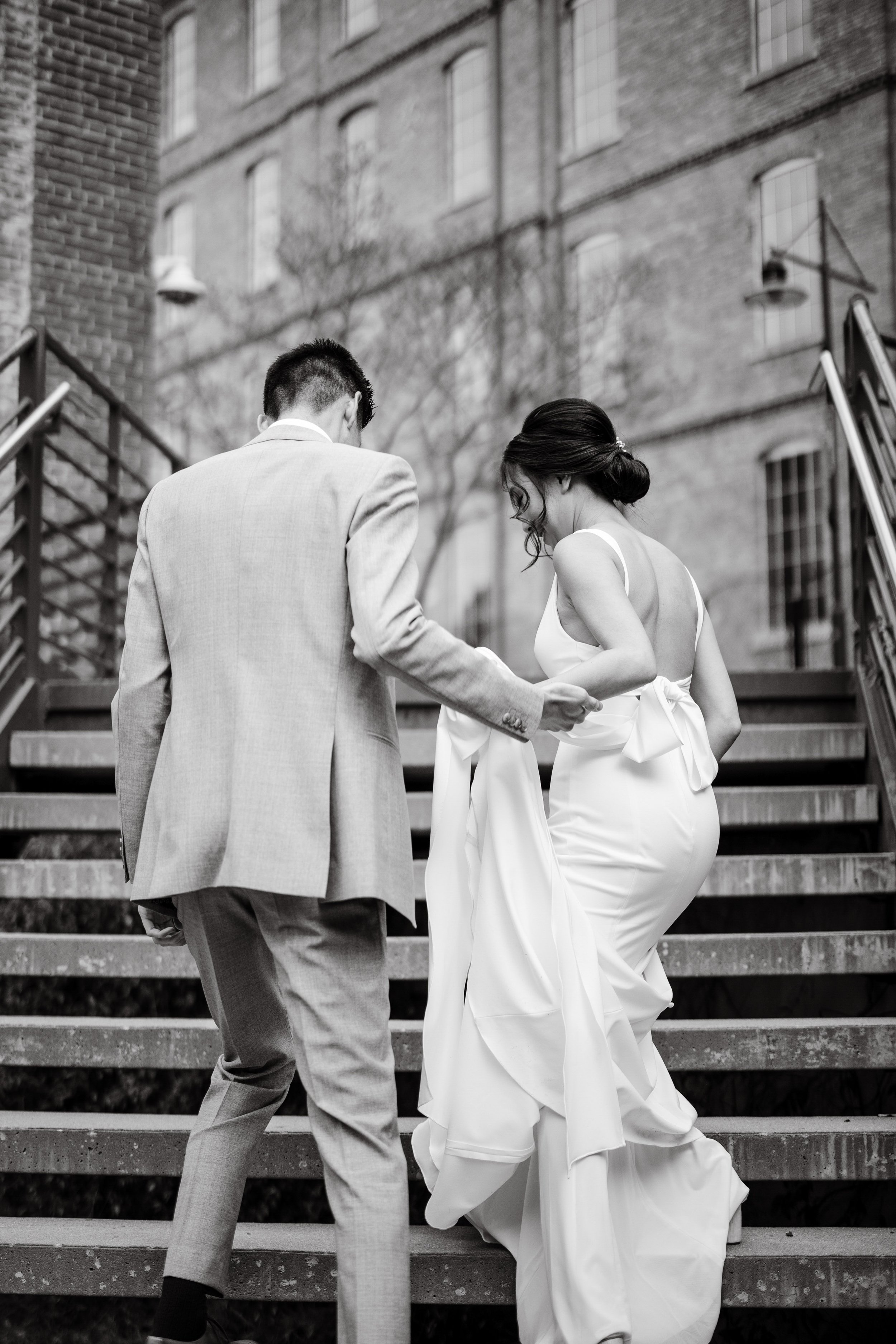 Black and White Fine Art Wedding Photography American Tobacco Campus Wedding at Bay 7 Durham NC Fancy This Photography