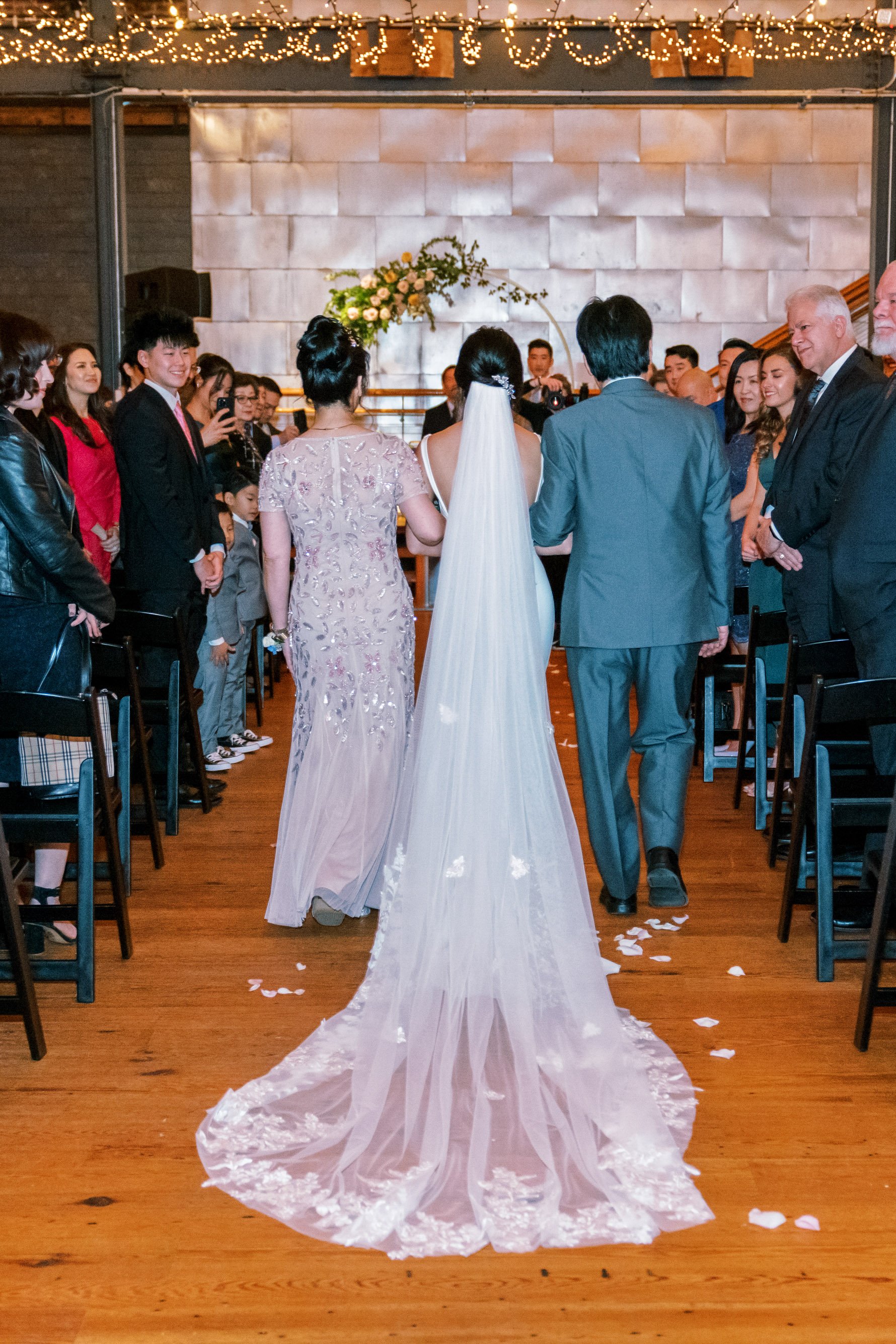 Bride Veil Train in Ceremony Wedding at Bay 7 Durham NC Fancy This Photography