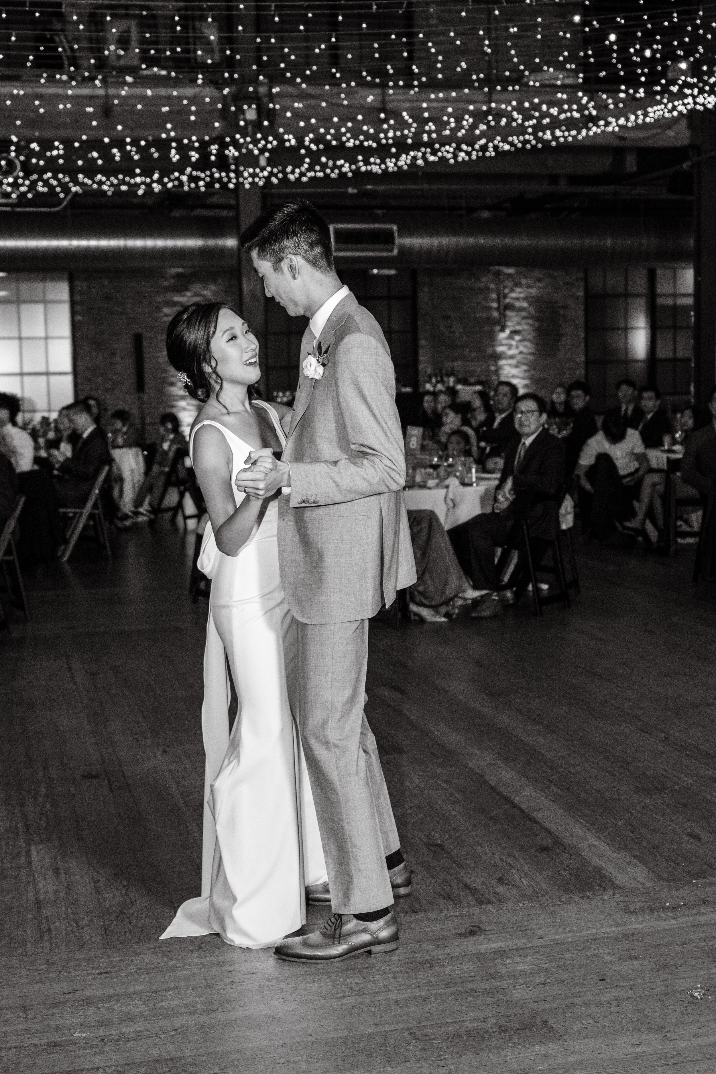 First Dance Black and White Image Wedding at Bay 7 Durham NC Fancy This Photography