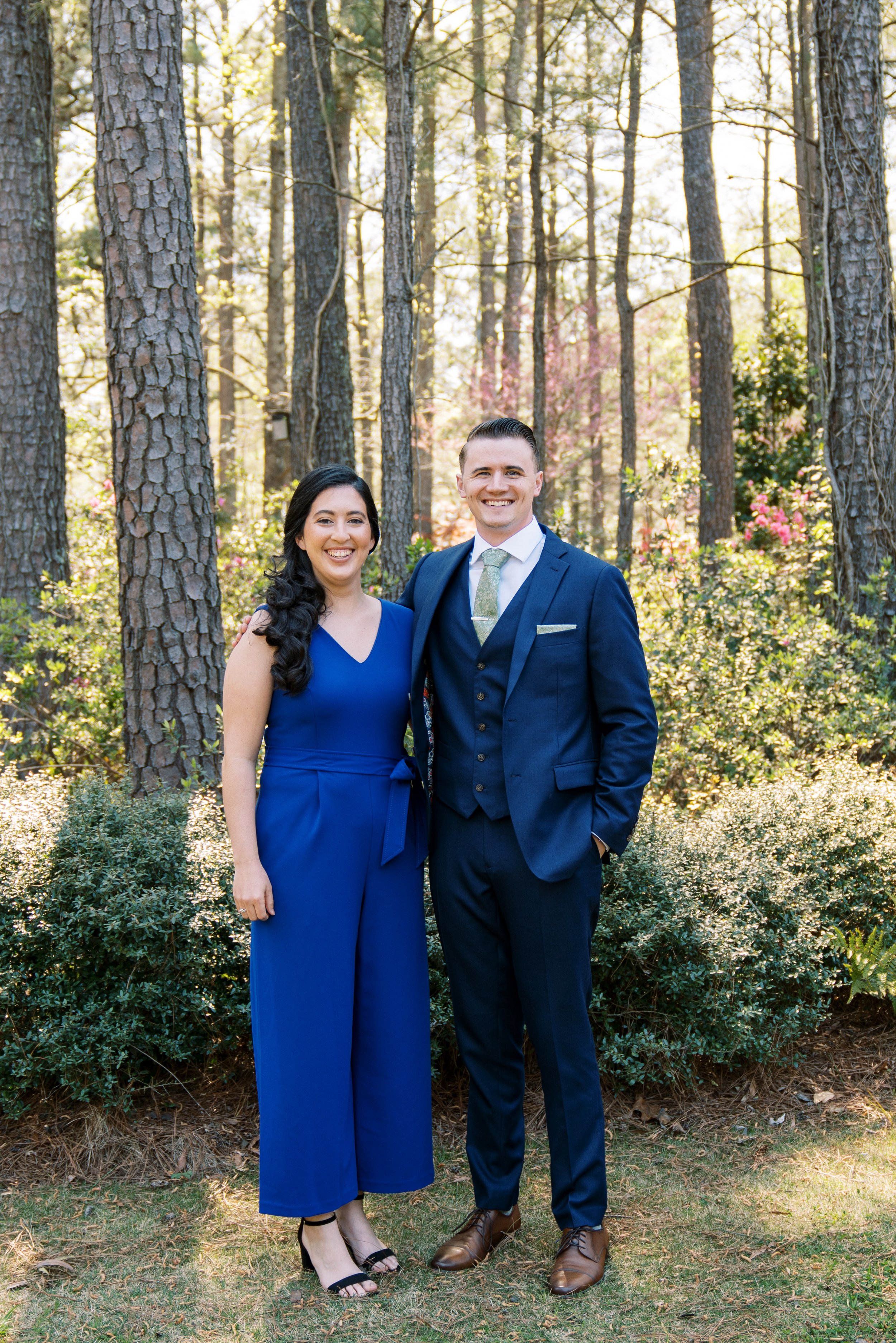 Groom with Royal Blue Groomswoman Cape Fear Botanical Garden Wedding Fancy This Photography