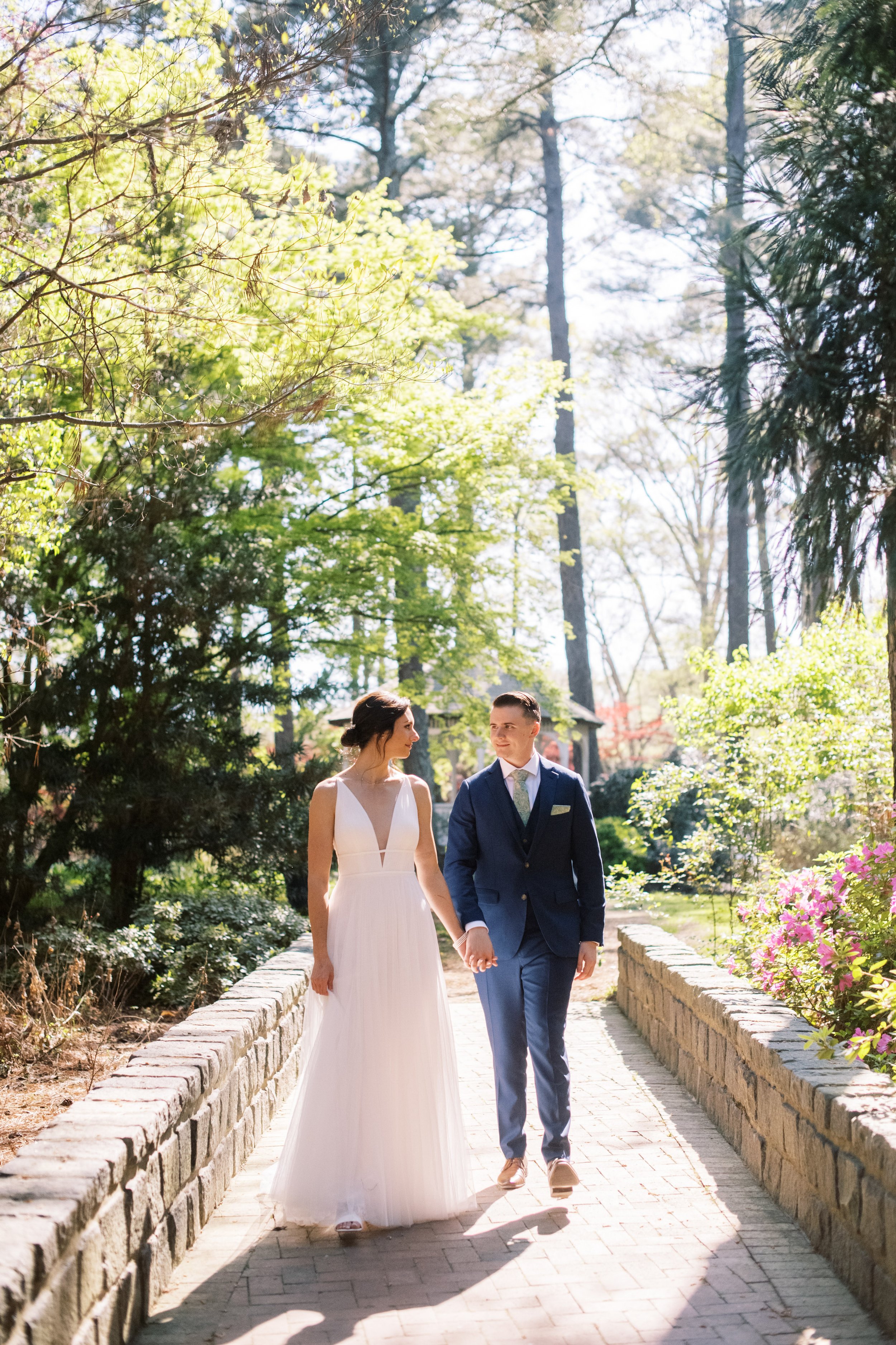 Golden Hour Bride and Groom Cape Fear Botanical Garden Wedding