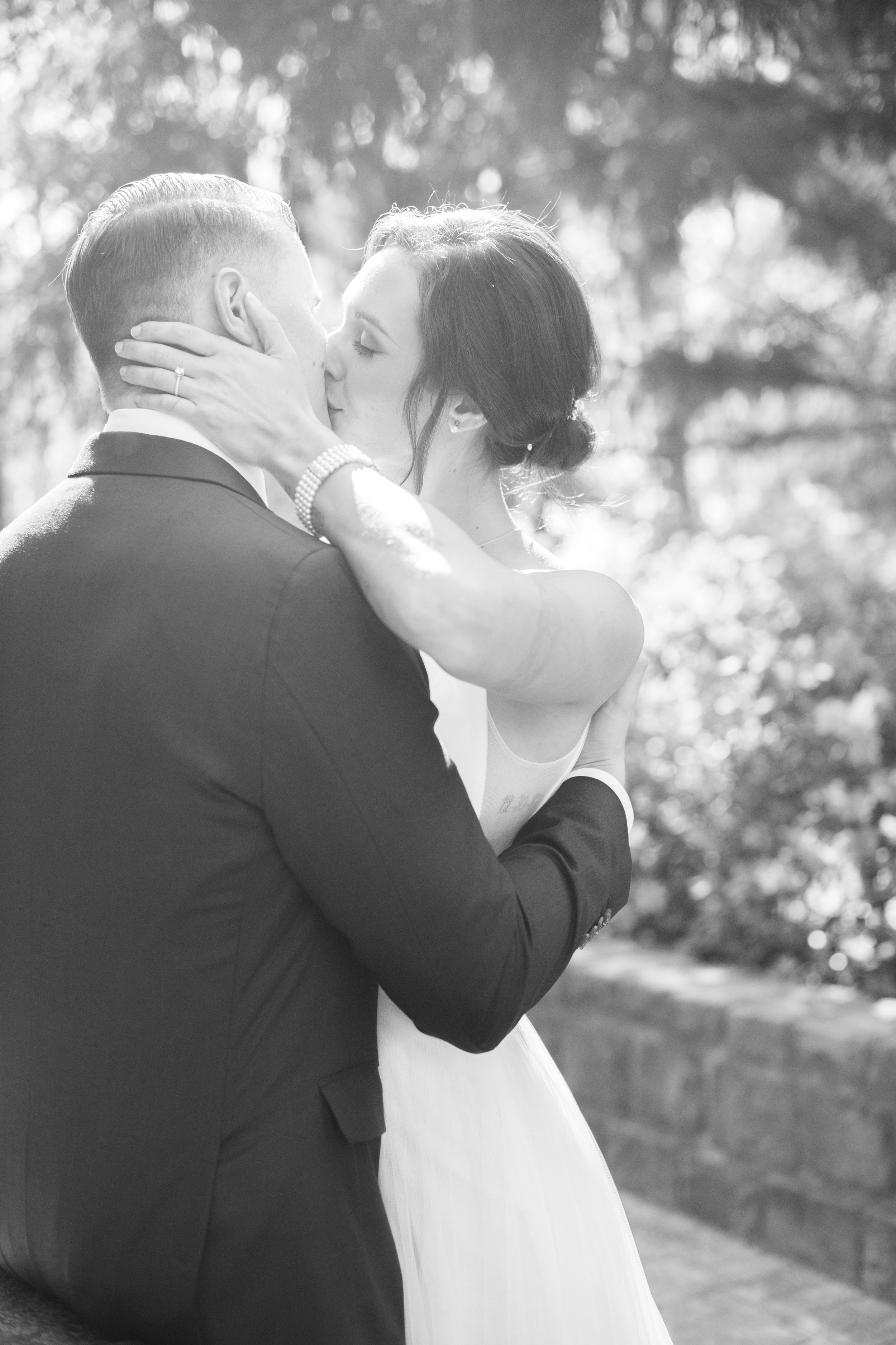 Bride and Groom Golden Hour Kiss Cape Fear Botanical Garden Wedding Fancy This Photography