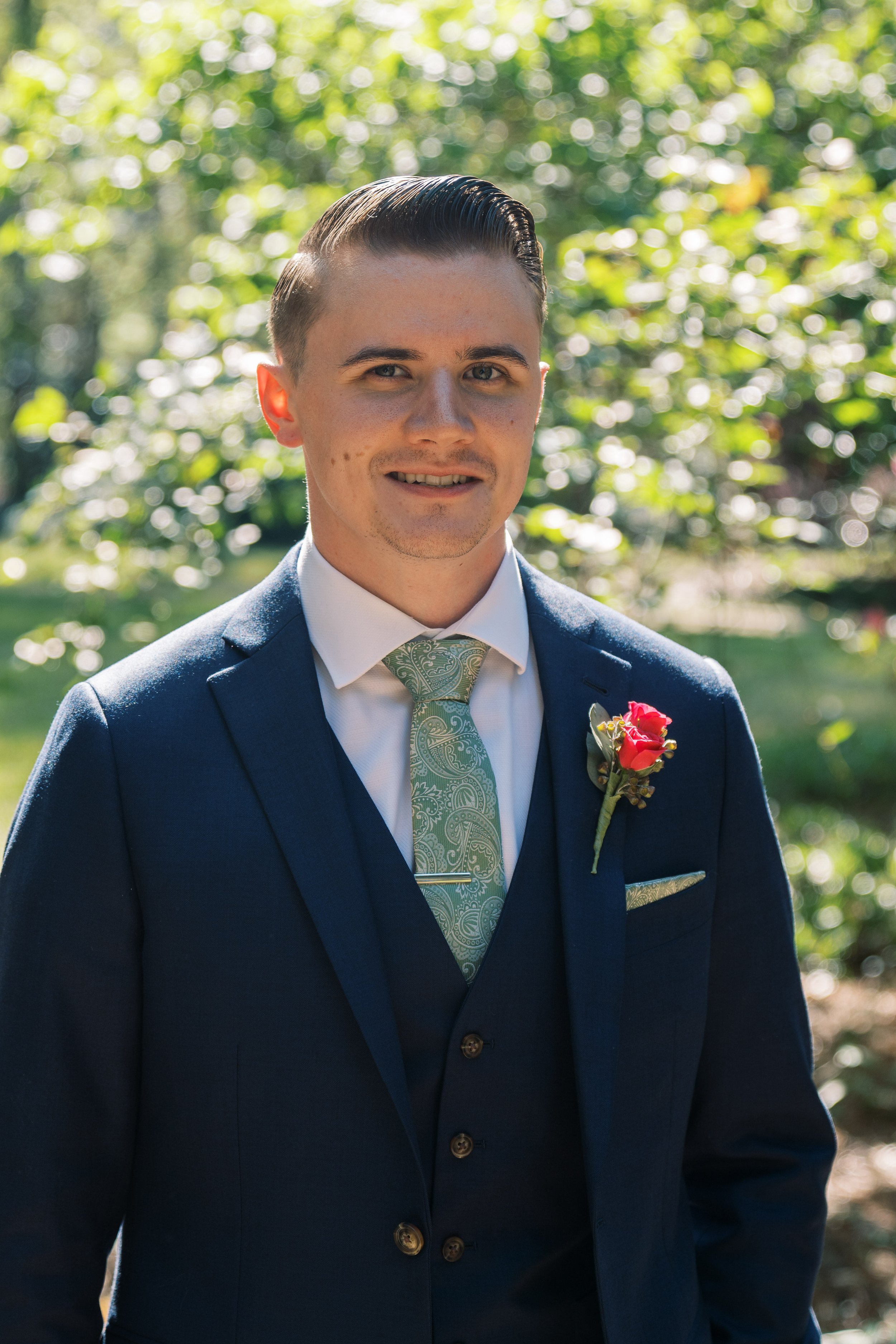 Groom at Golden Hour Cape Fear Botanical Garden Wedding Fancy This Photography