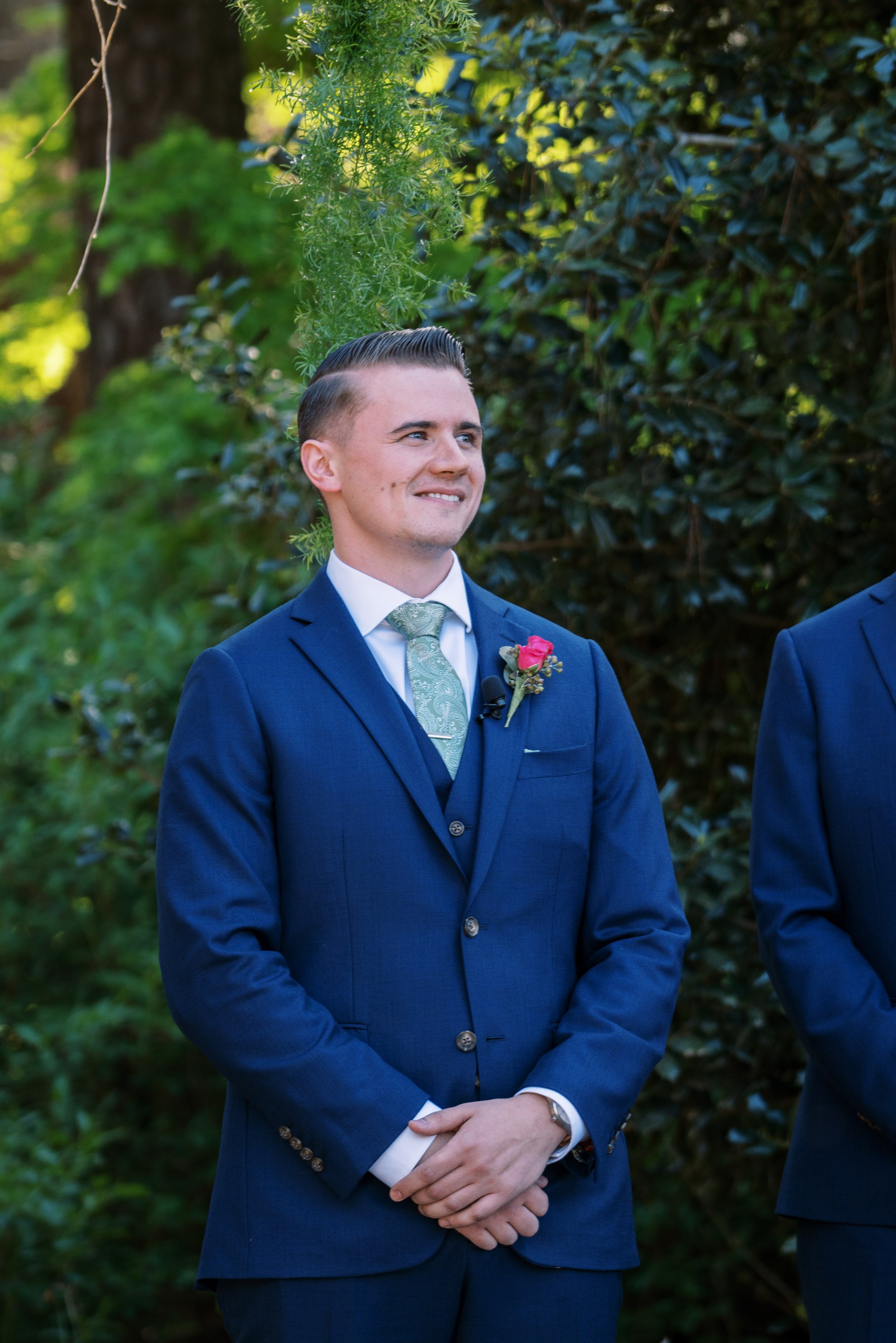 Groom Ceremony Smile Cape Fear Botanical Garden Wedding Fancy This Photography