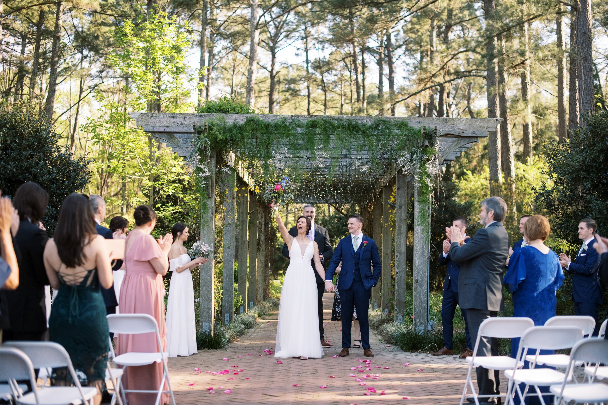  Post Ceremony Cheer Bride Groom Cape Fear Botanical Garden Wedding Fancy This Photography