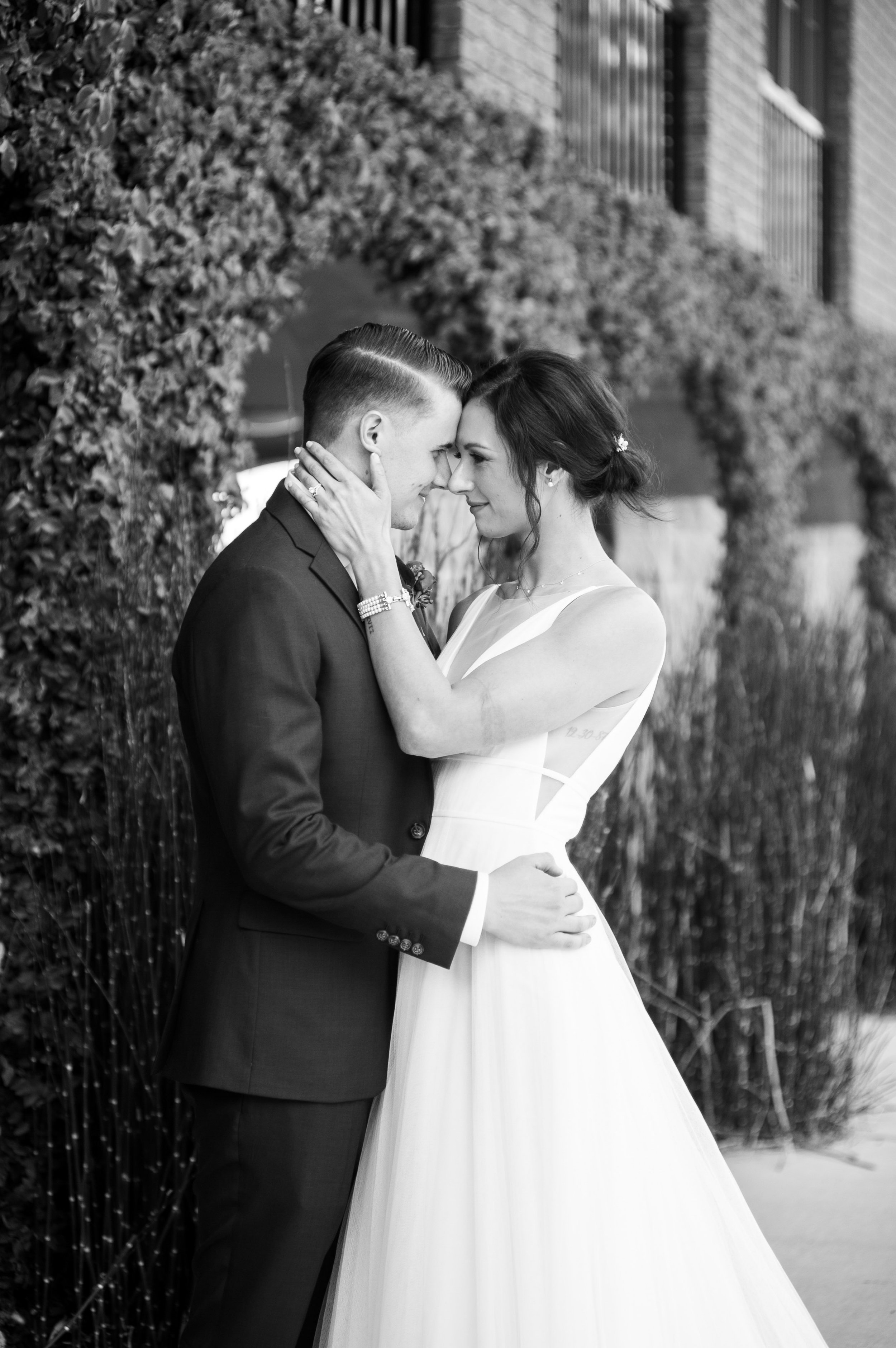 Black and White Wedding Portrait Bride Groom Wall Cape Fear Botanical Garden Wedding Fancy This Photography