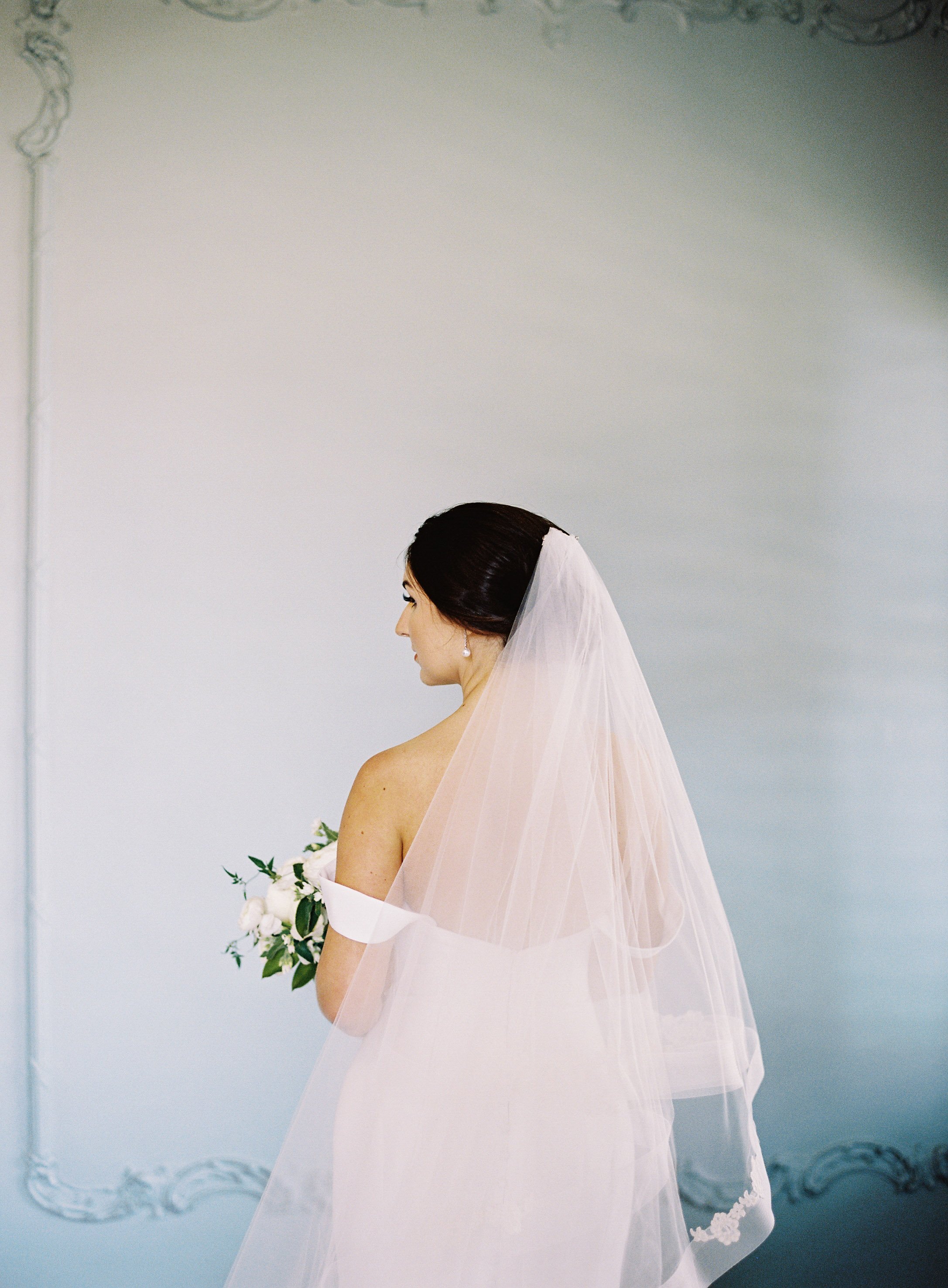 Back of Veil Bridal Portraits at River Forest Manor and Marina Fancy This Photography