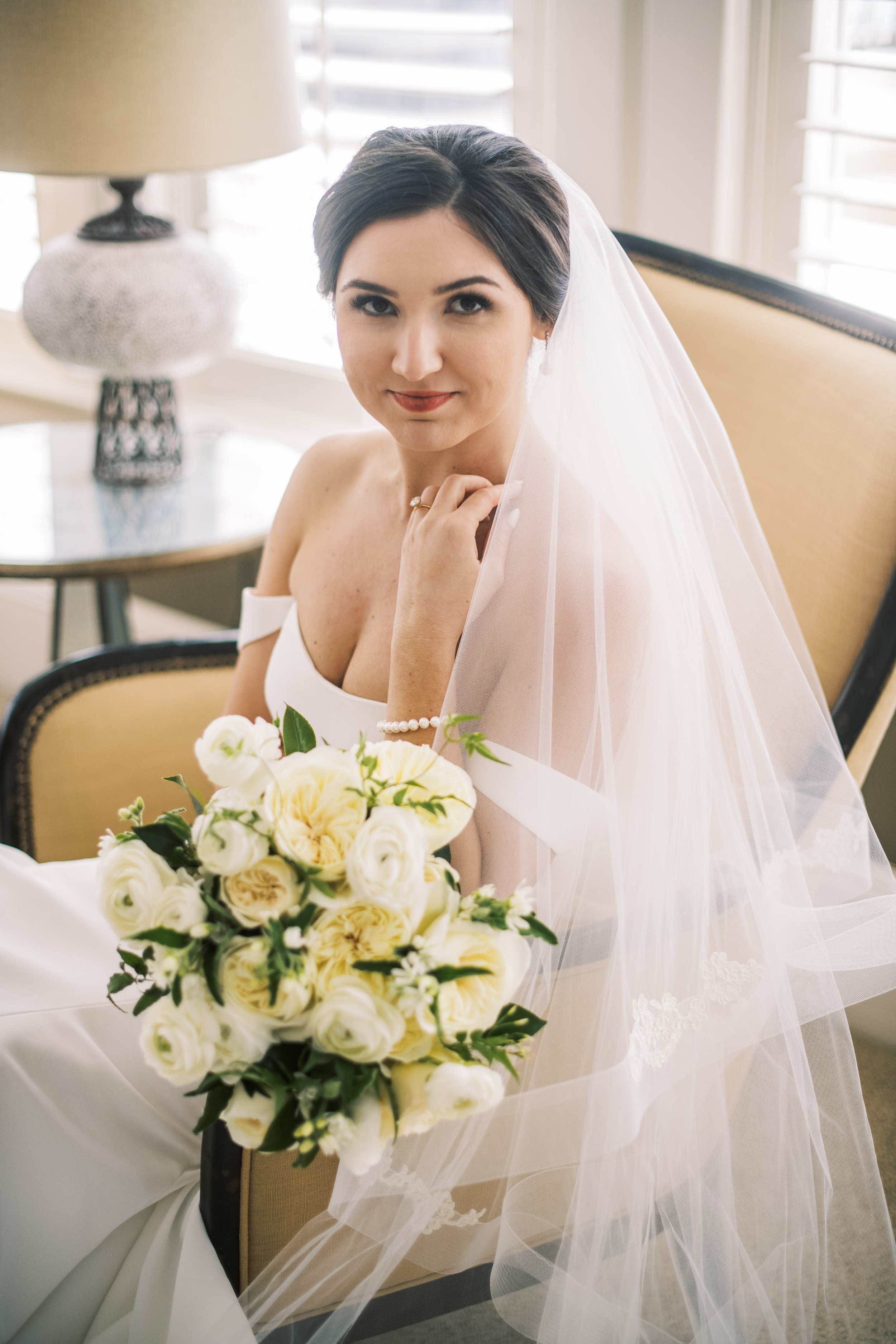 Southern Bridal Portraits in Chair at River Forest Manor and Marina Fancy This Photography
