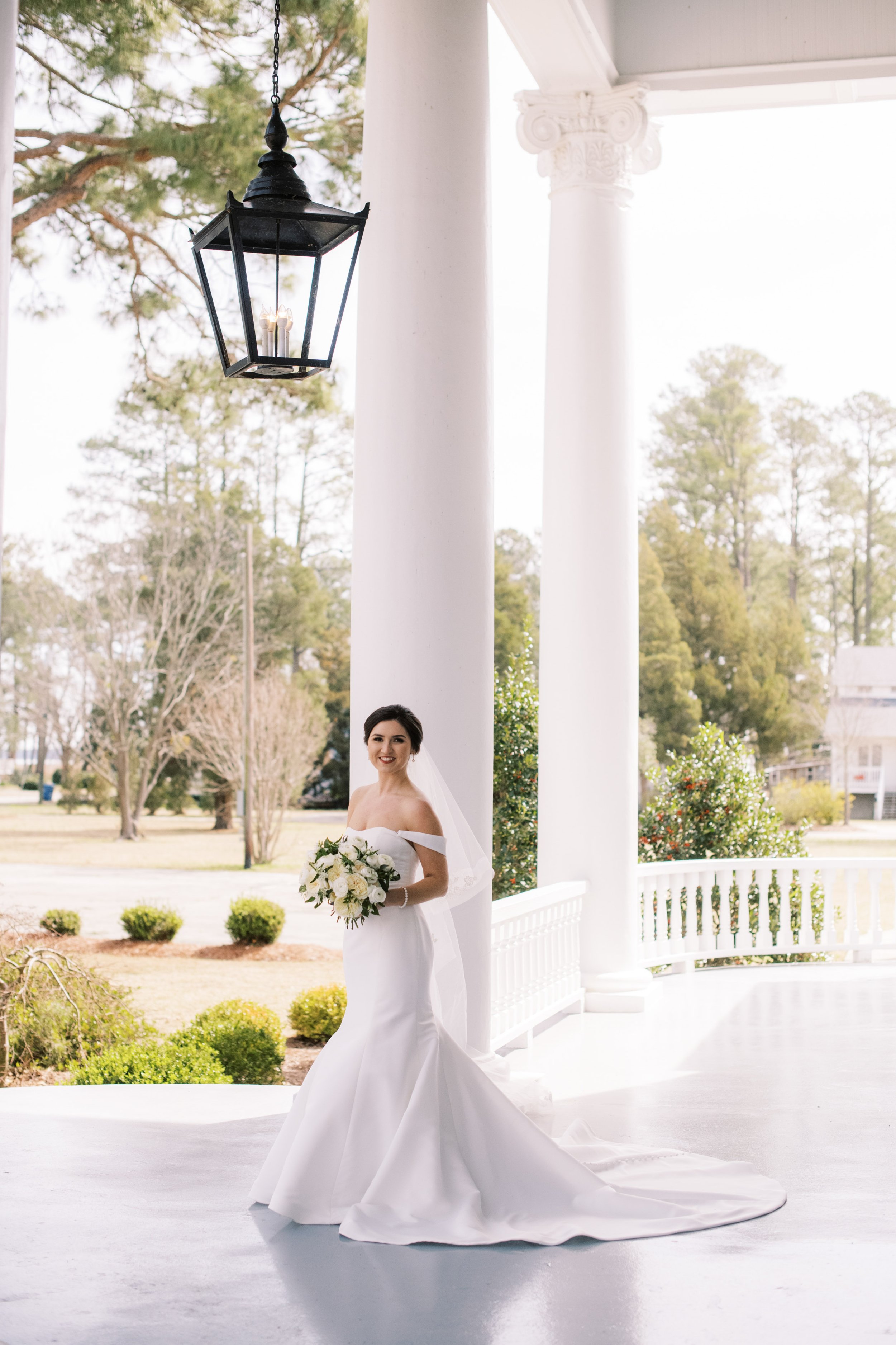Grand Front Porch Bridal Portraits at River Forest Manor and Marina Fancy This Photography