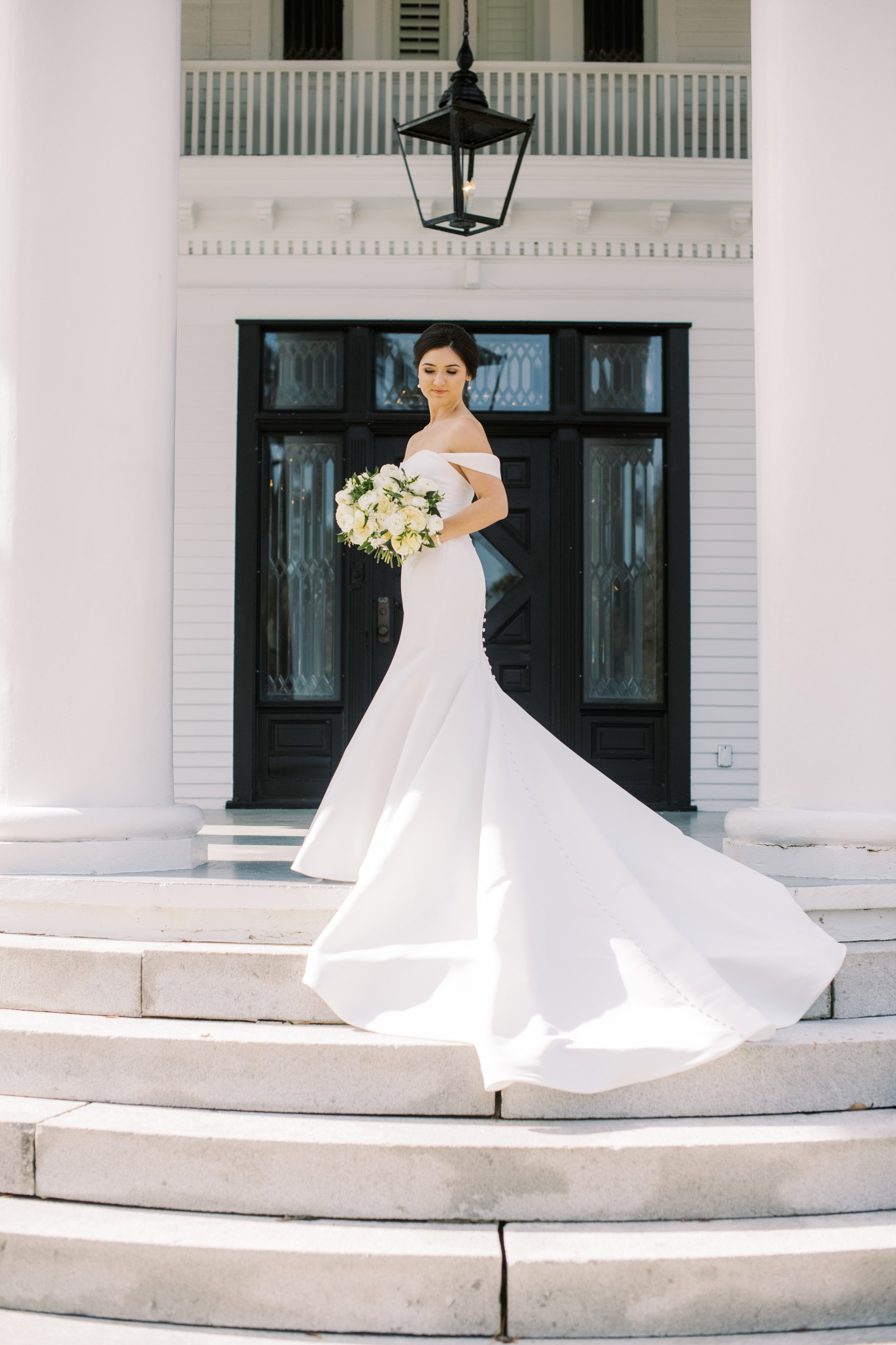 Grand Staircase Southern Bridal Portraits at River Forest Manor and Marina Fancy This Photography