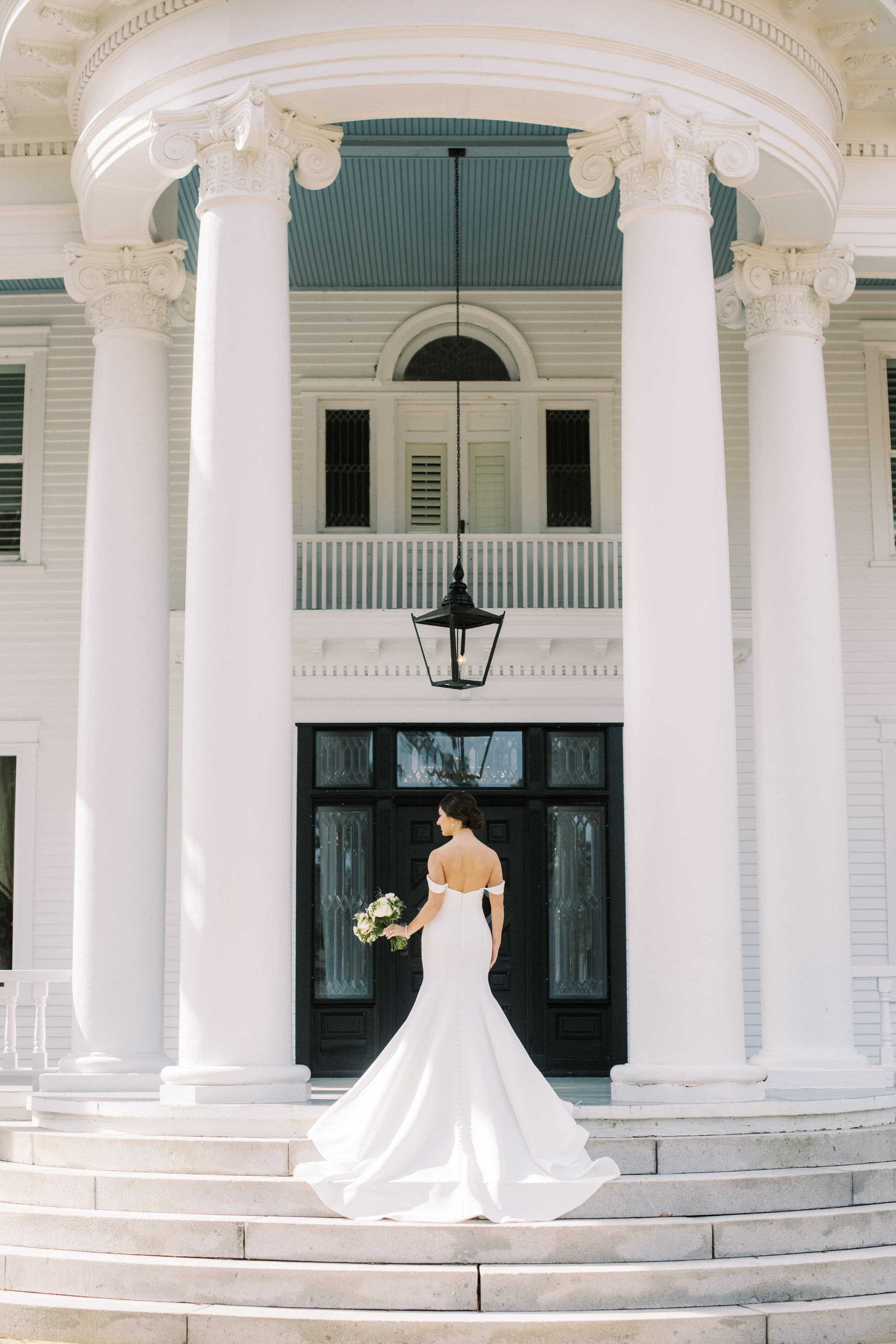Grand Staircase Entrance Bridal Portraits at River Forest Manor and Marina Fancy This Photography