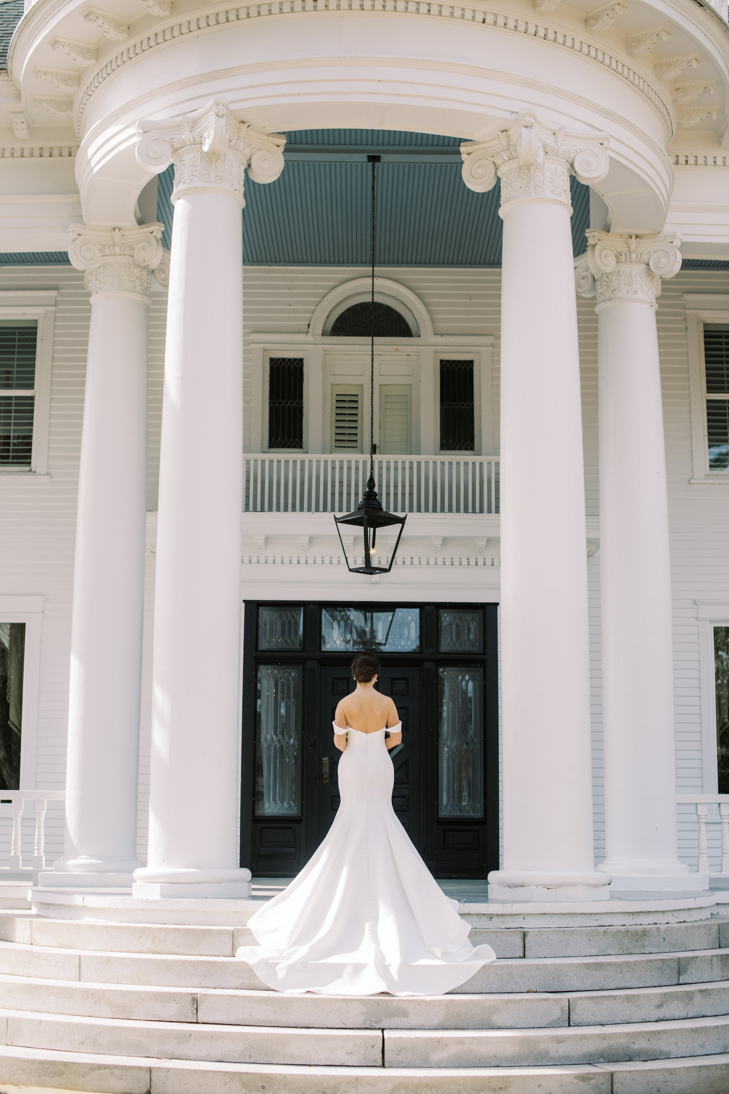 Staircase Entrance Bridal Portraits at River Forest Manor and Marina Fancy This Photography