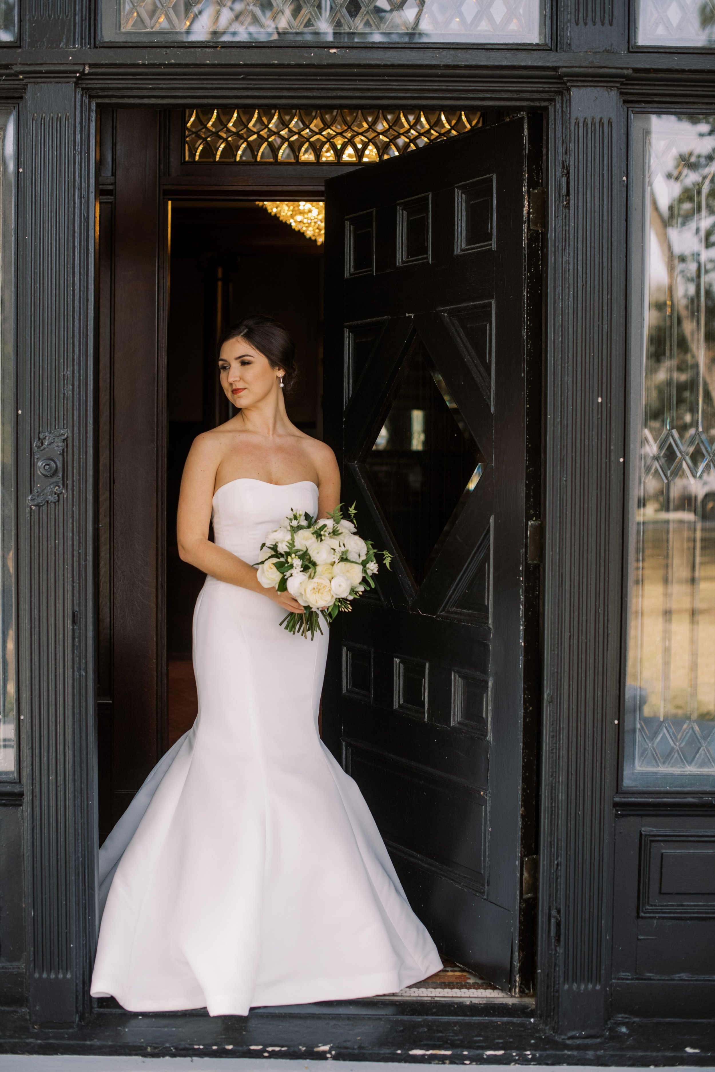 Dark Doorway Bridal Portraits at River Forest Manor and Marina Fancy This Photography