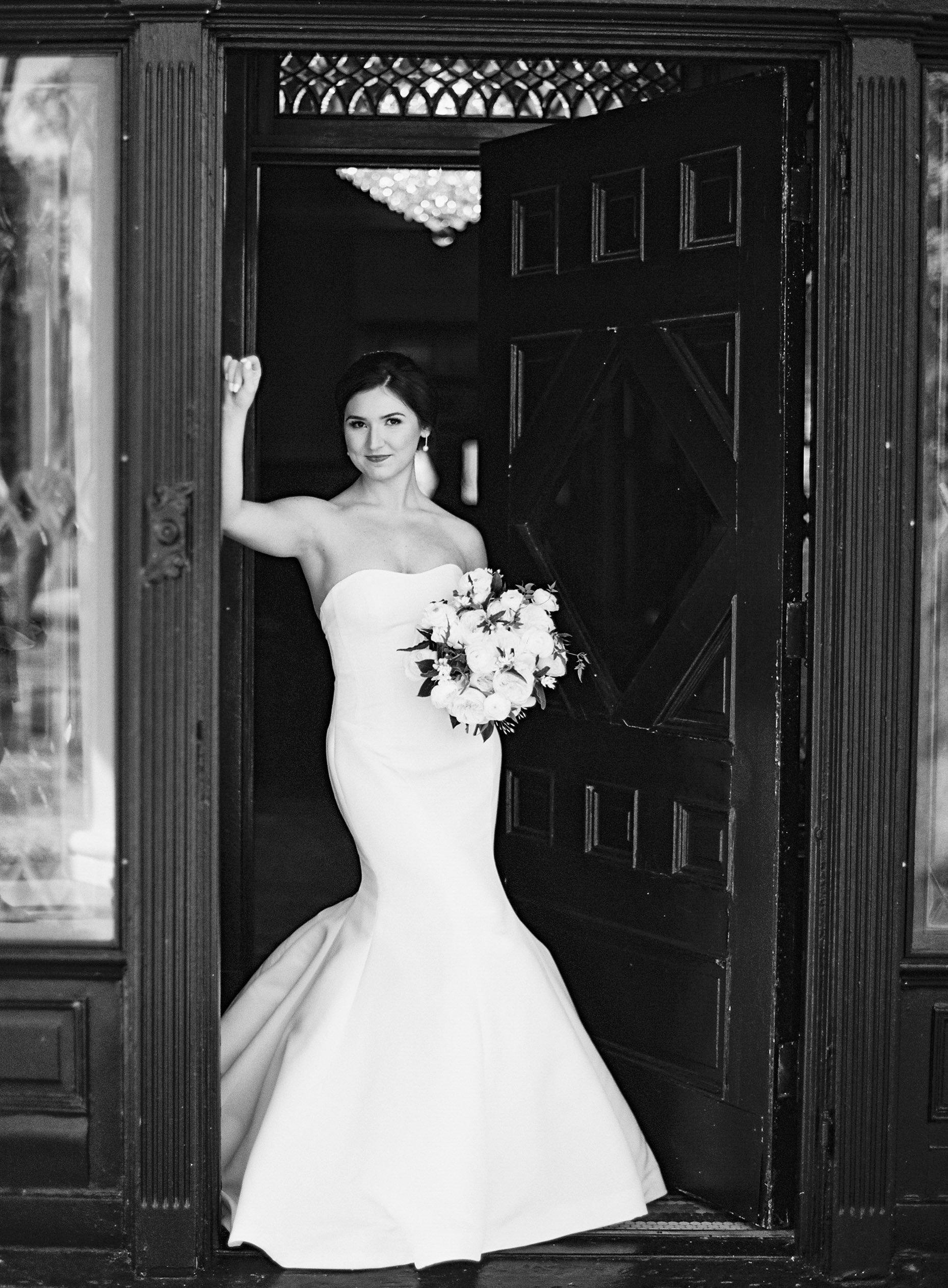 Sexy Bride in Doorway Bridal Portraits at River Forest Manor and Marina Fancy This Photography