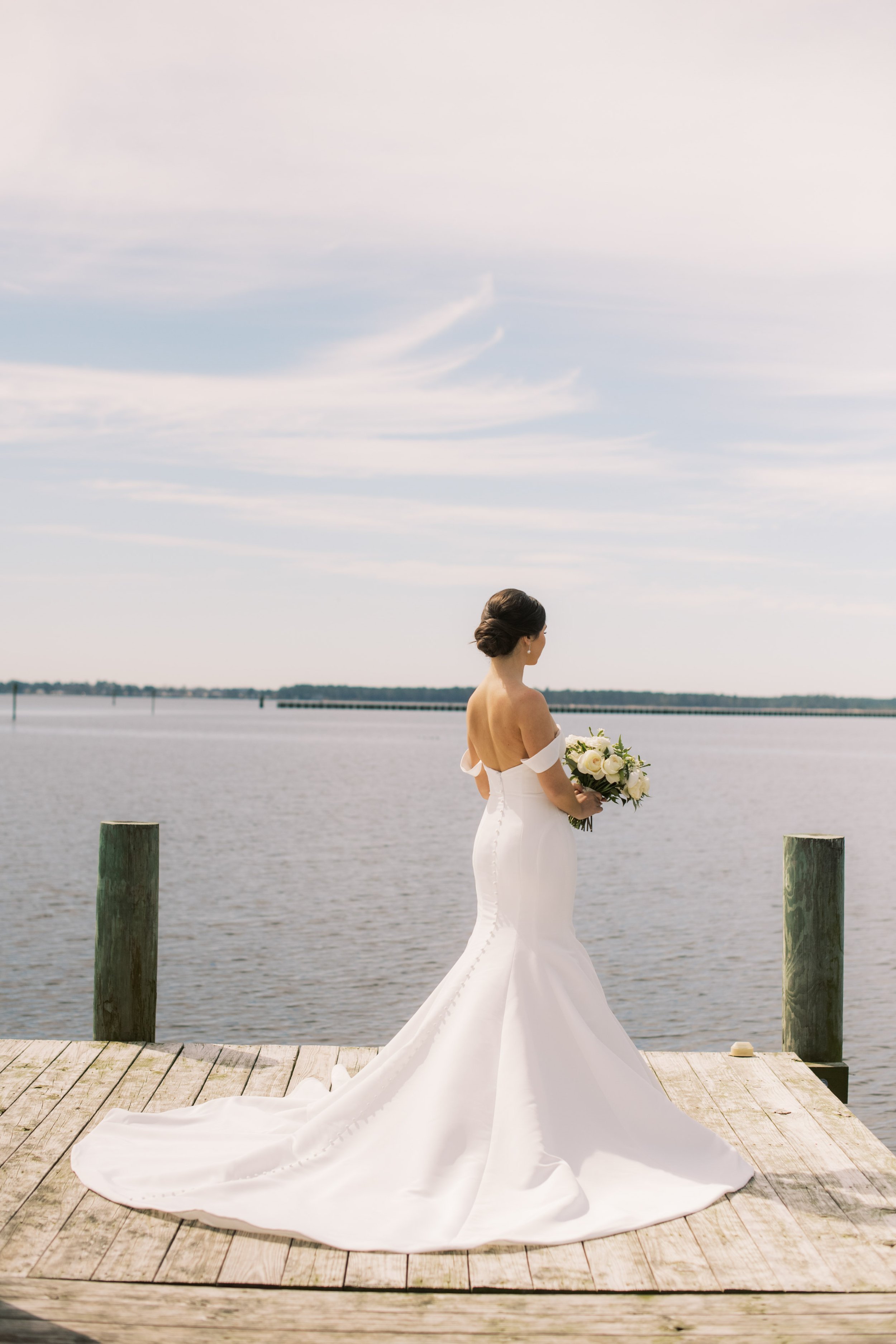 Waterfront Coastal Dockside Bridal Portraits at River Forest Manor and Marina Fancy This Photography