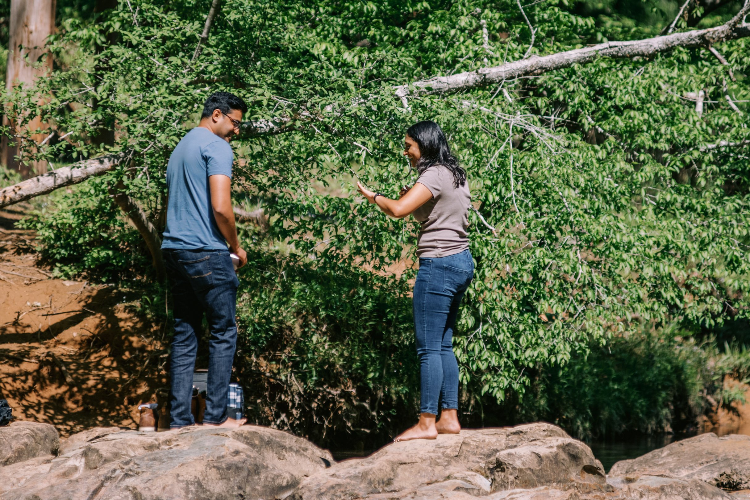 Candid Moments Surprise Proposal Eno River Engagement Photos Durham NC Fancy This Photography