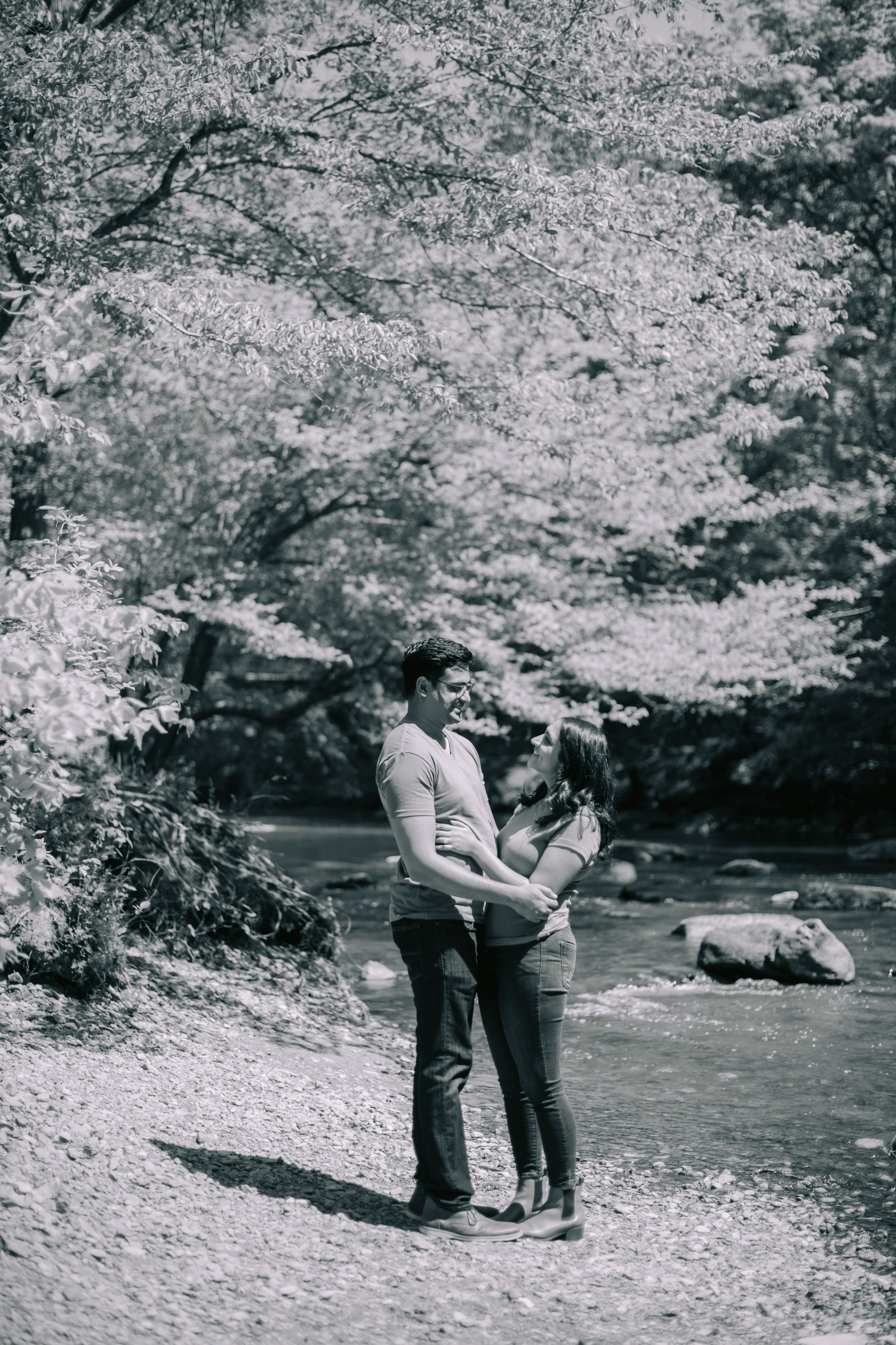 Black and White Beauty Eno River Engagement Photos Durham NC Fancy This