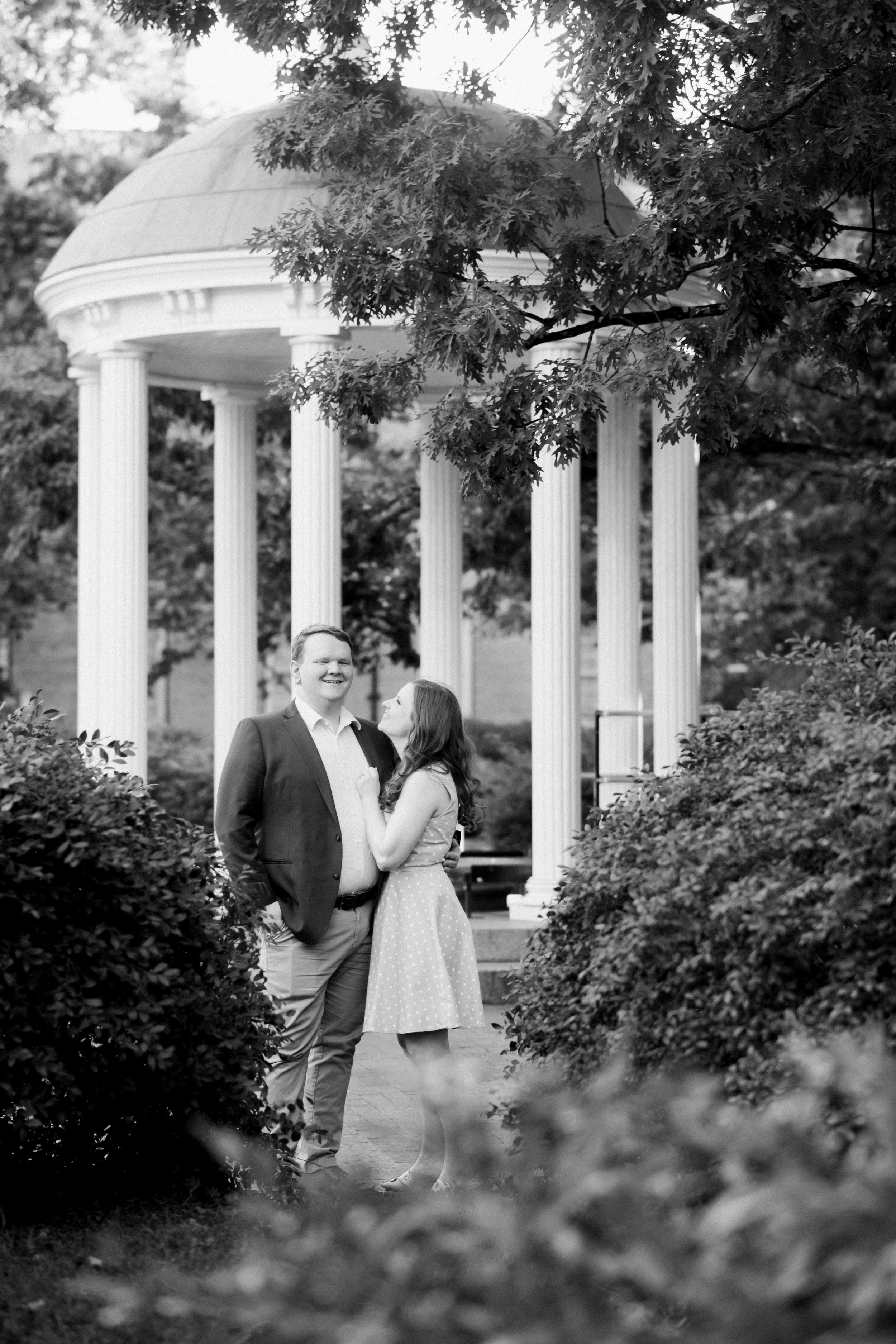 Black and White Image Old Well UNC Chapel Hill Engagement Photos Fancy This Photography