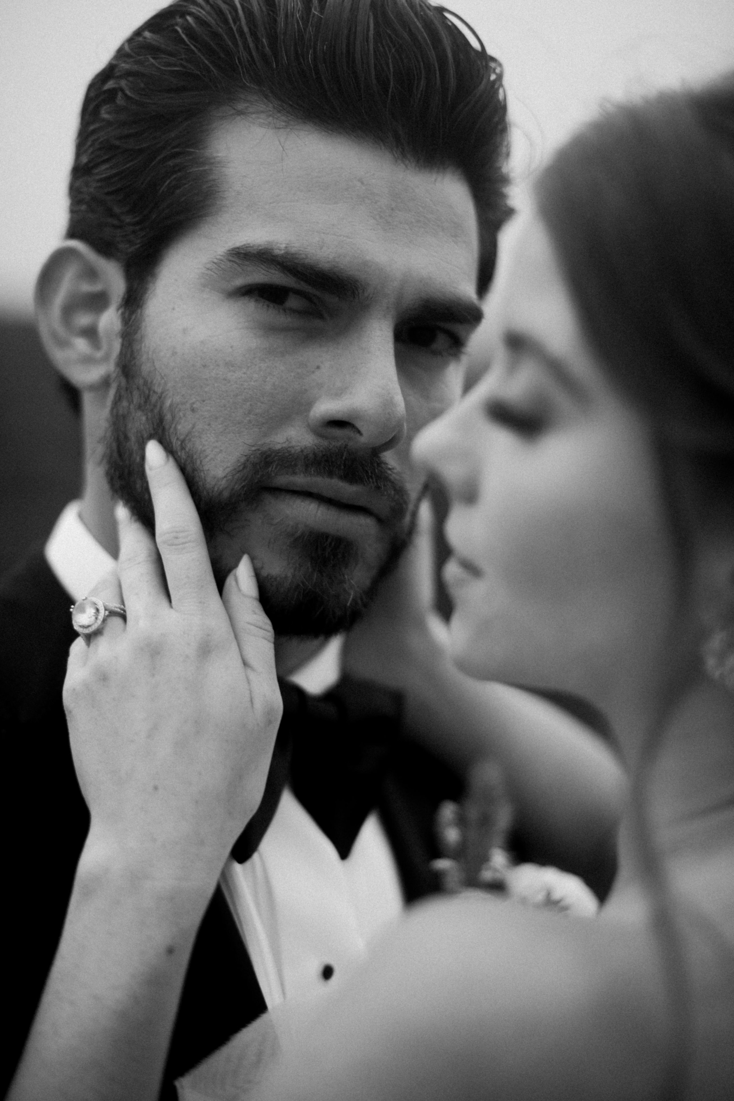 Black and White Fine Art Groom Portrait Stone Mountain Estates Wedding Venue Fancy This Photography