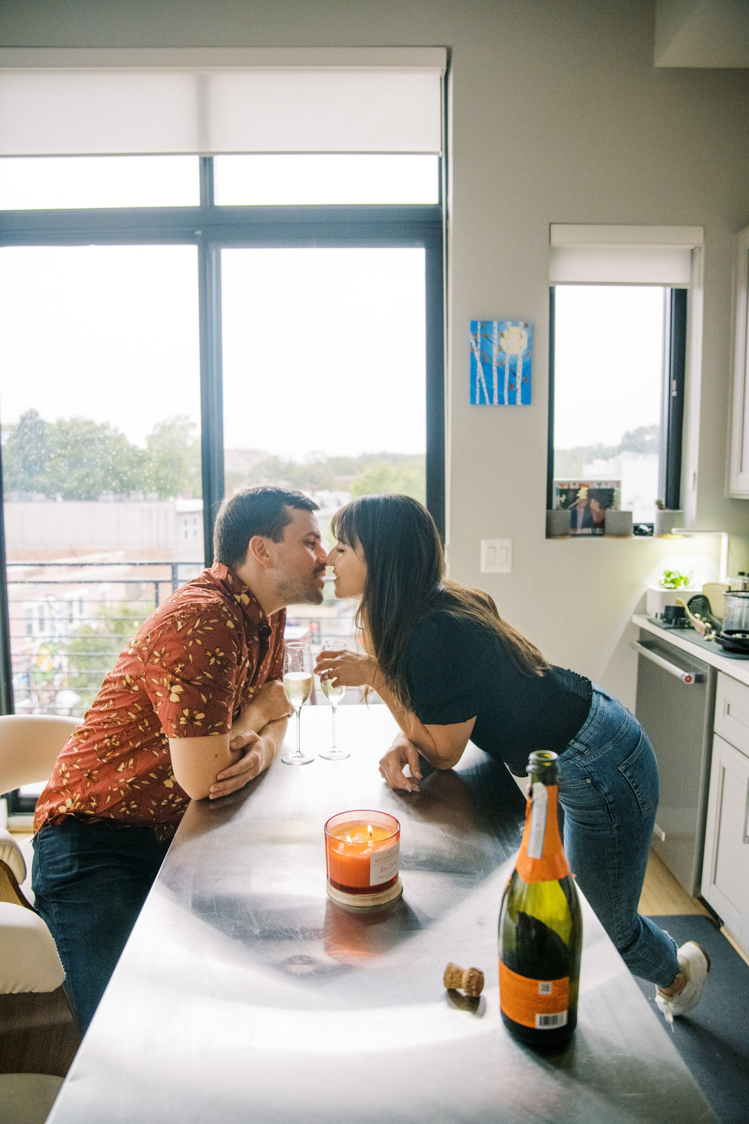 At Home Kitchen Kiss Washington DC Engagement Photos Fancy This Photography