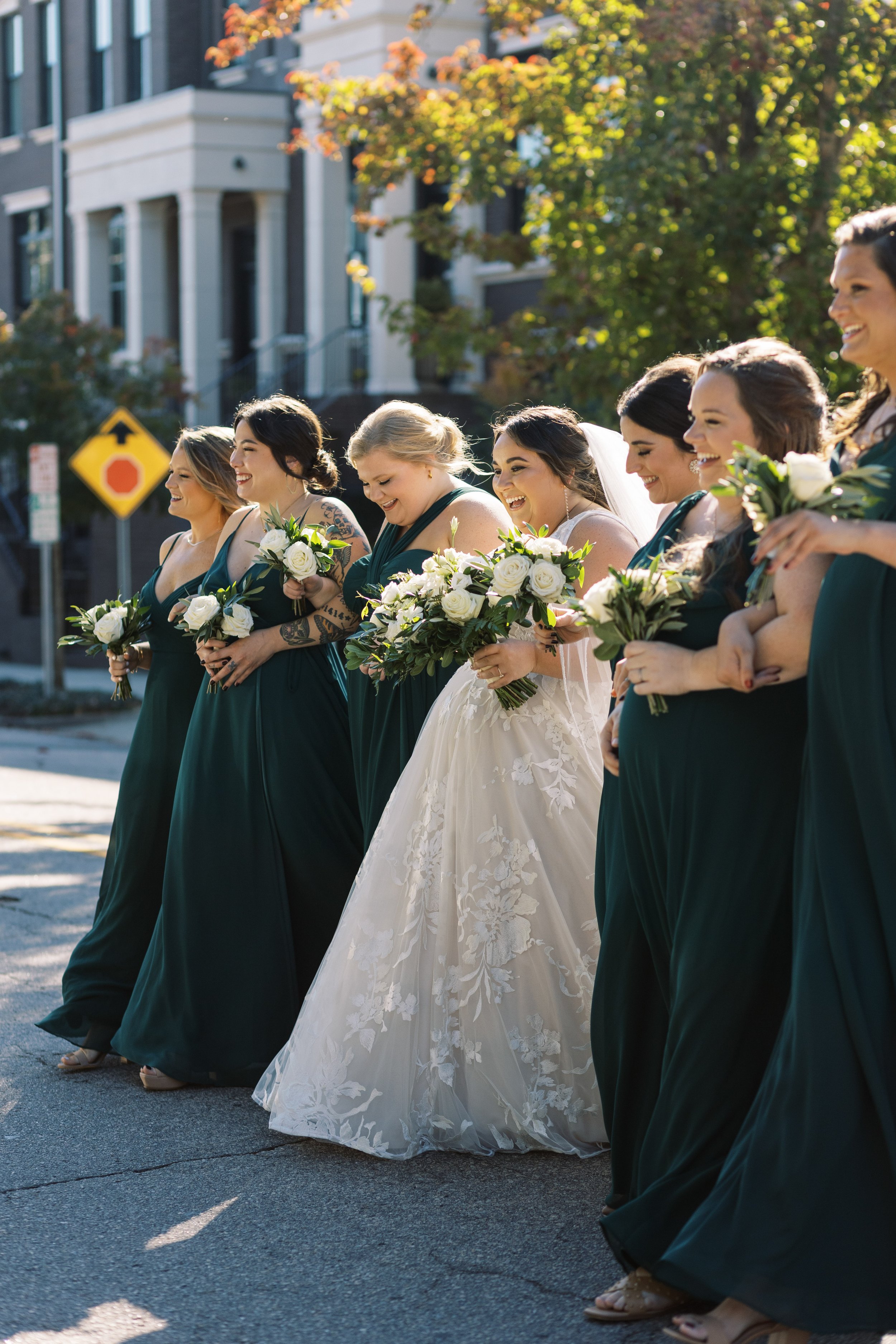Bride and bridesmaids cross street Raleigh Unique Raleigh Wedding Venue Options Fancy This Photography