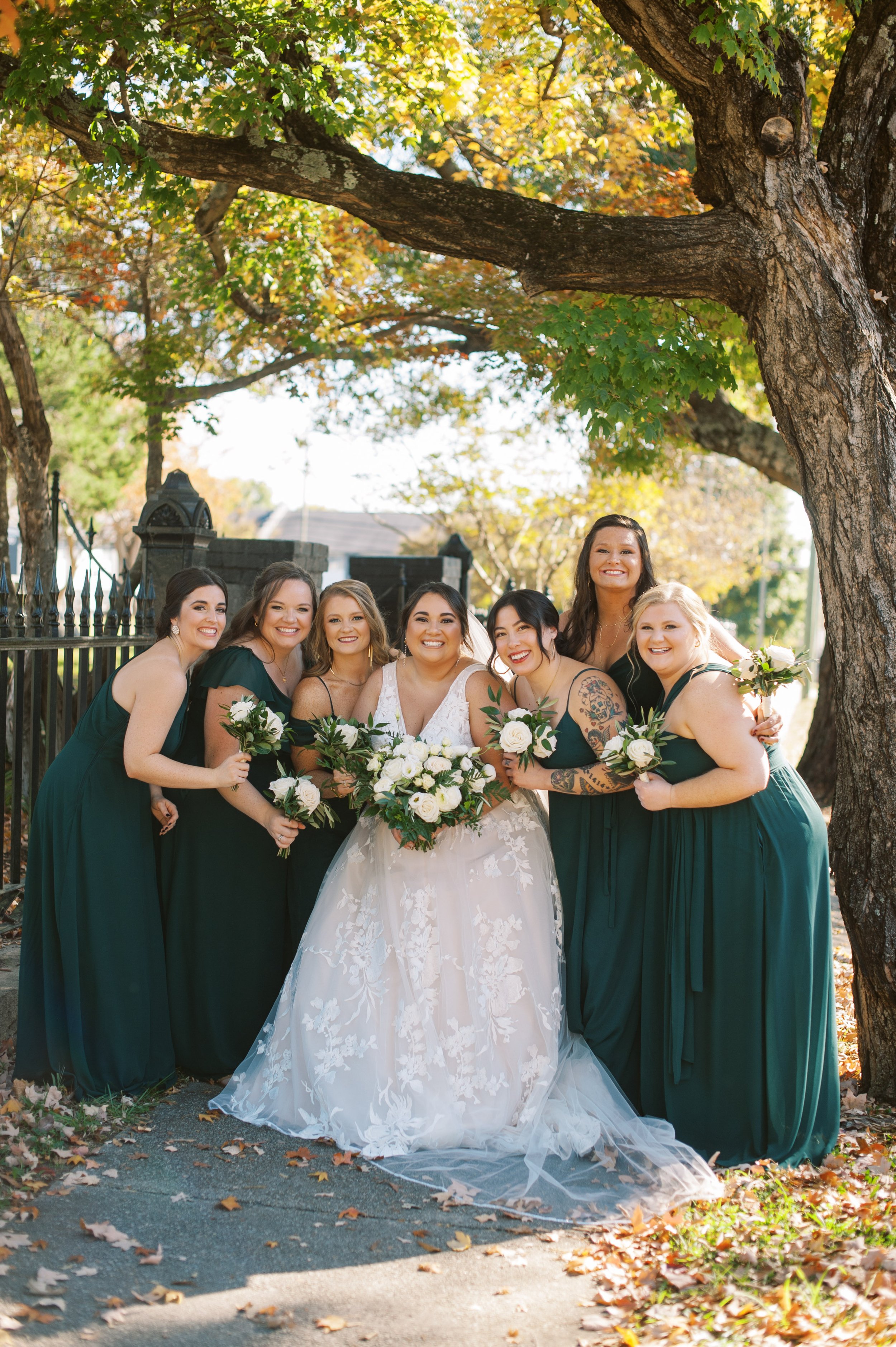 Fall Bride and Bridesmaids All Saints Chapel Unique Raleigh Wedding Venue Options Fancy This Photography