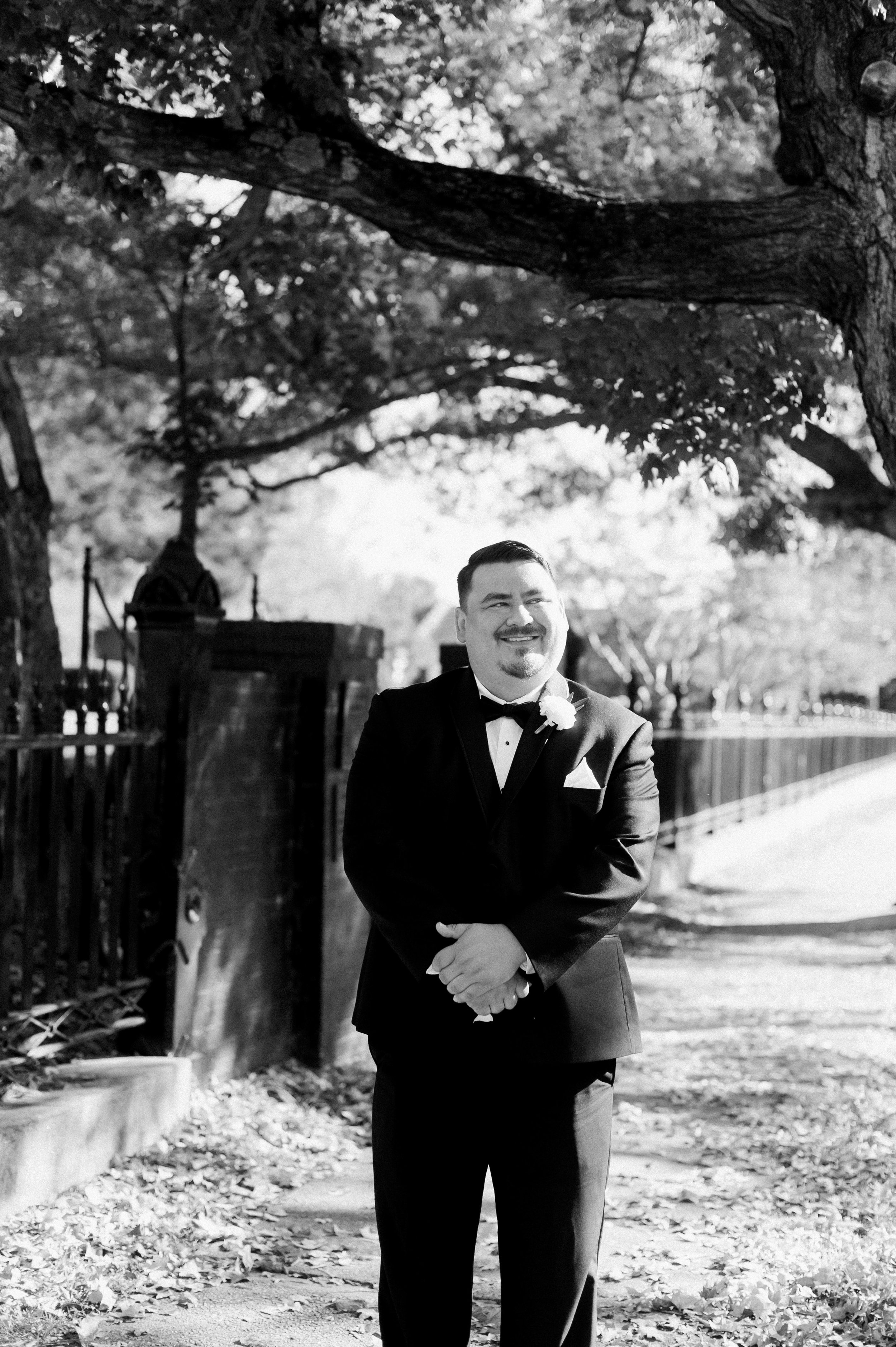 Black and White Groom Portrait All Saints ChapelUnique Raleigh Wedding Venue Options Fancy This Photography