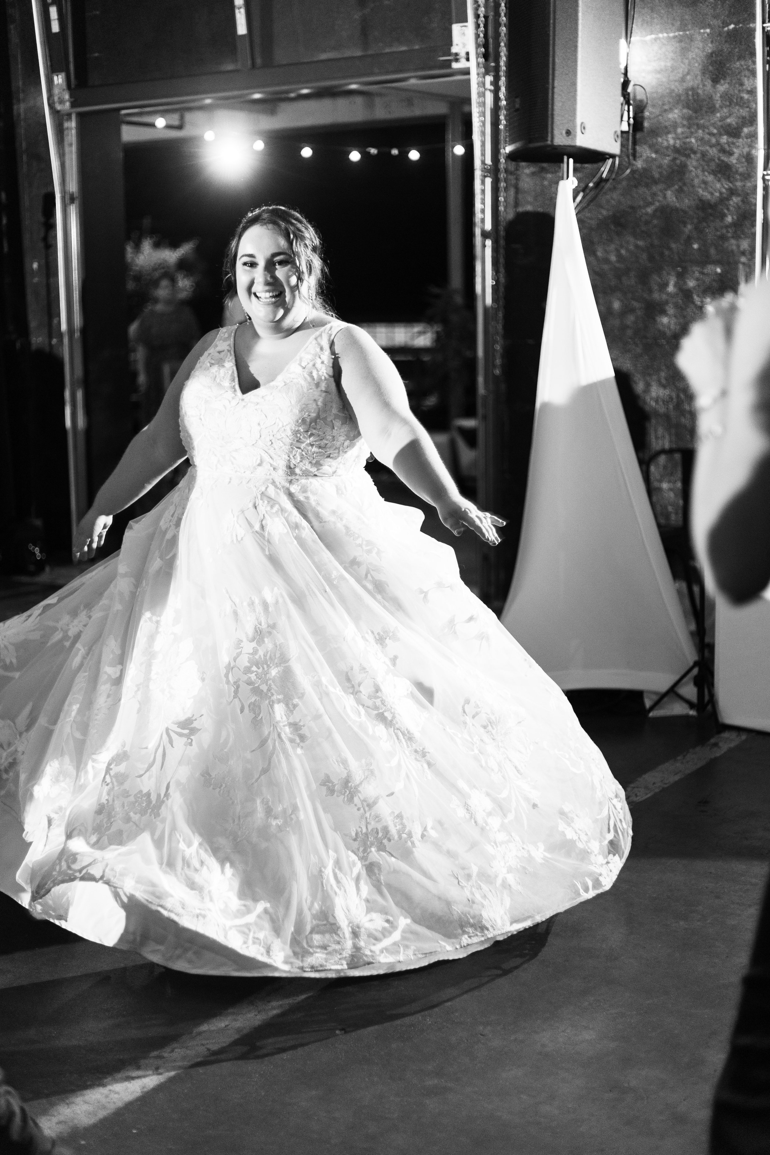 Black and White Image of Bride Dancing Whitaker and Atlantic Unique Raleigh Wedding Venue Options Fancy This Photography