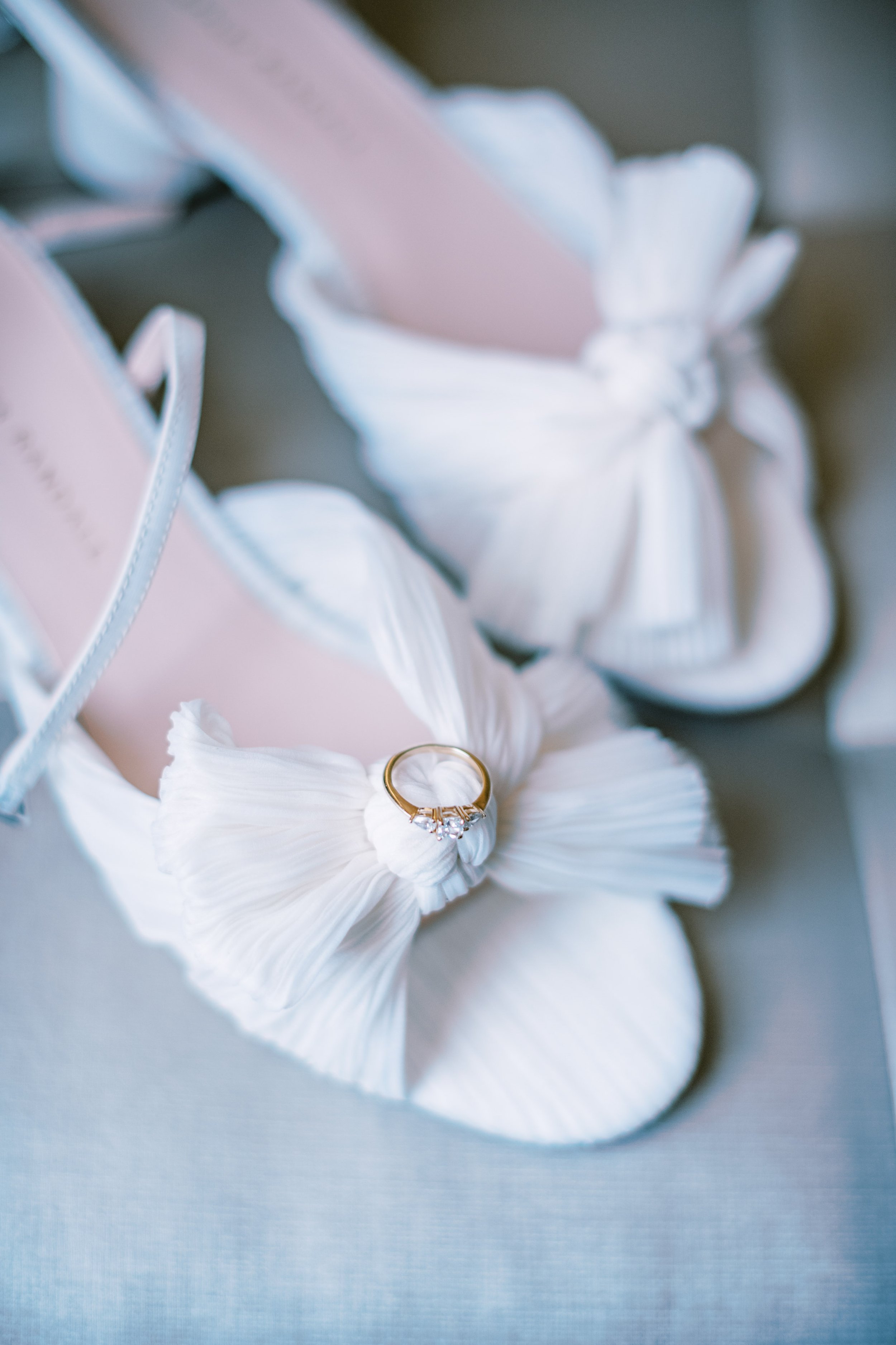 White Wedding Shoes and Ring 21c Museum Hotel Durham Wedding Fancy This Photography