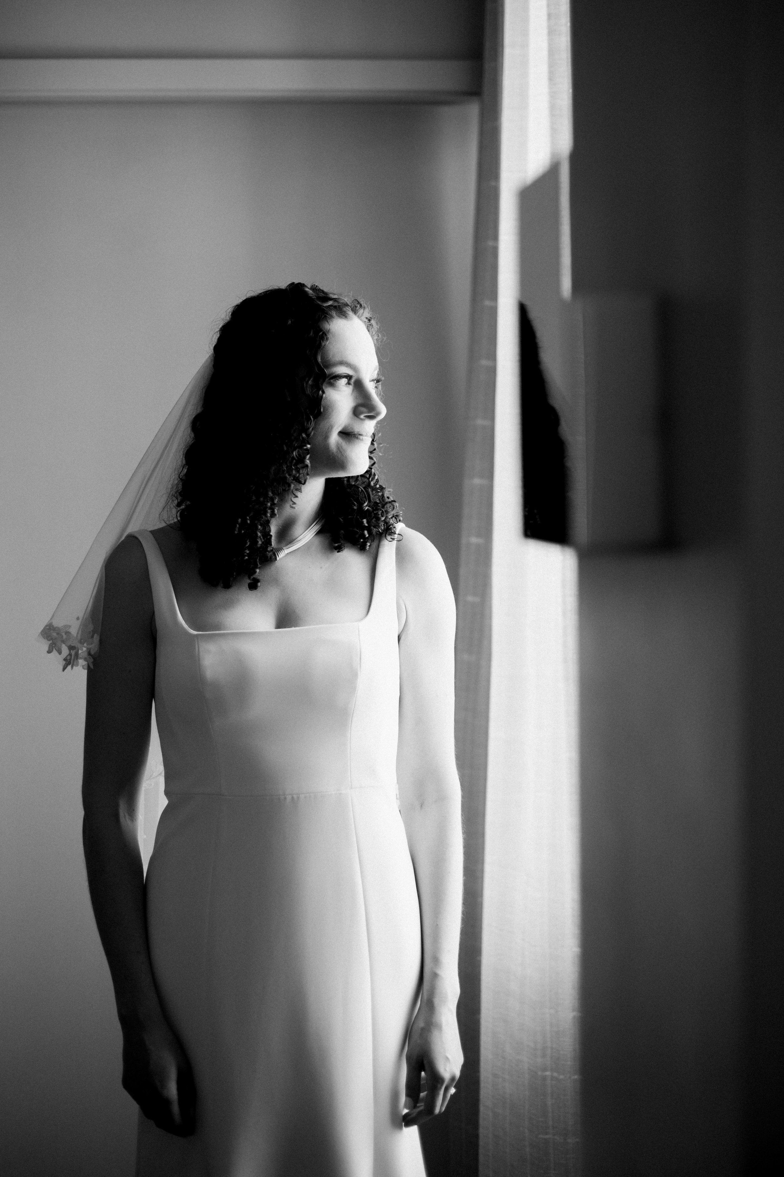Black and White Bridal Portrait 21c Museum Hotel Durham Wedding Fancy This Photography