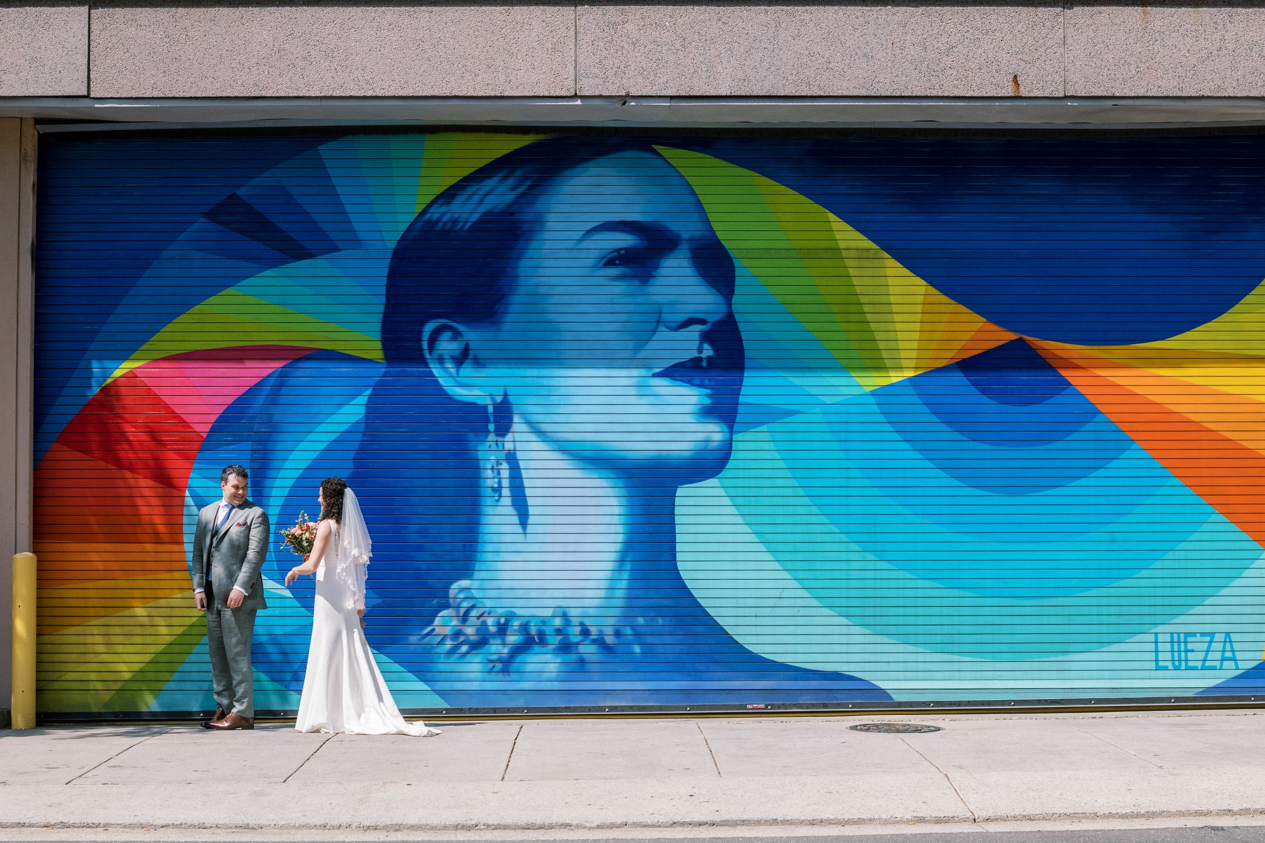 First Look Colorful Mural Frida Kahlo Downtown 21c Museum Hotel Durham Wedding Fancy This Photography