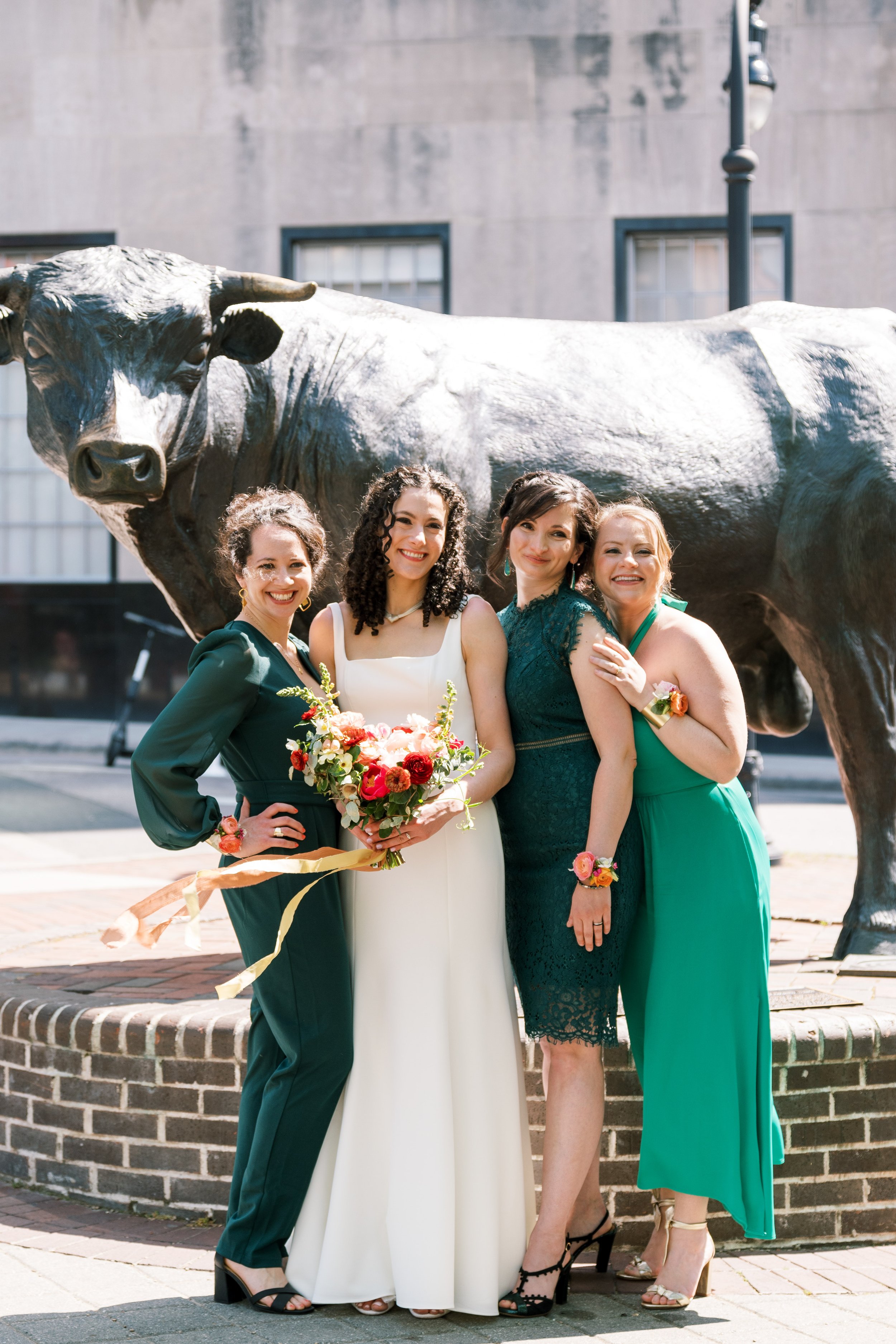 Bride and Bridesmaid Major the Bull at 21c Museum Hotel Durham Wedding Fancy This Photography