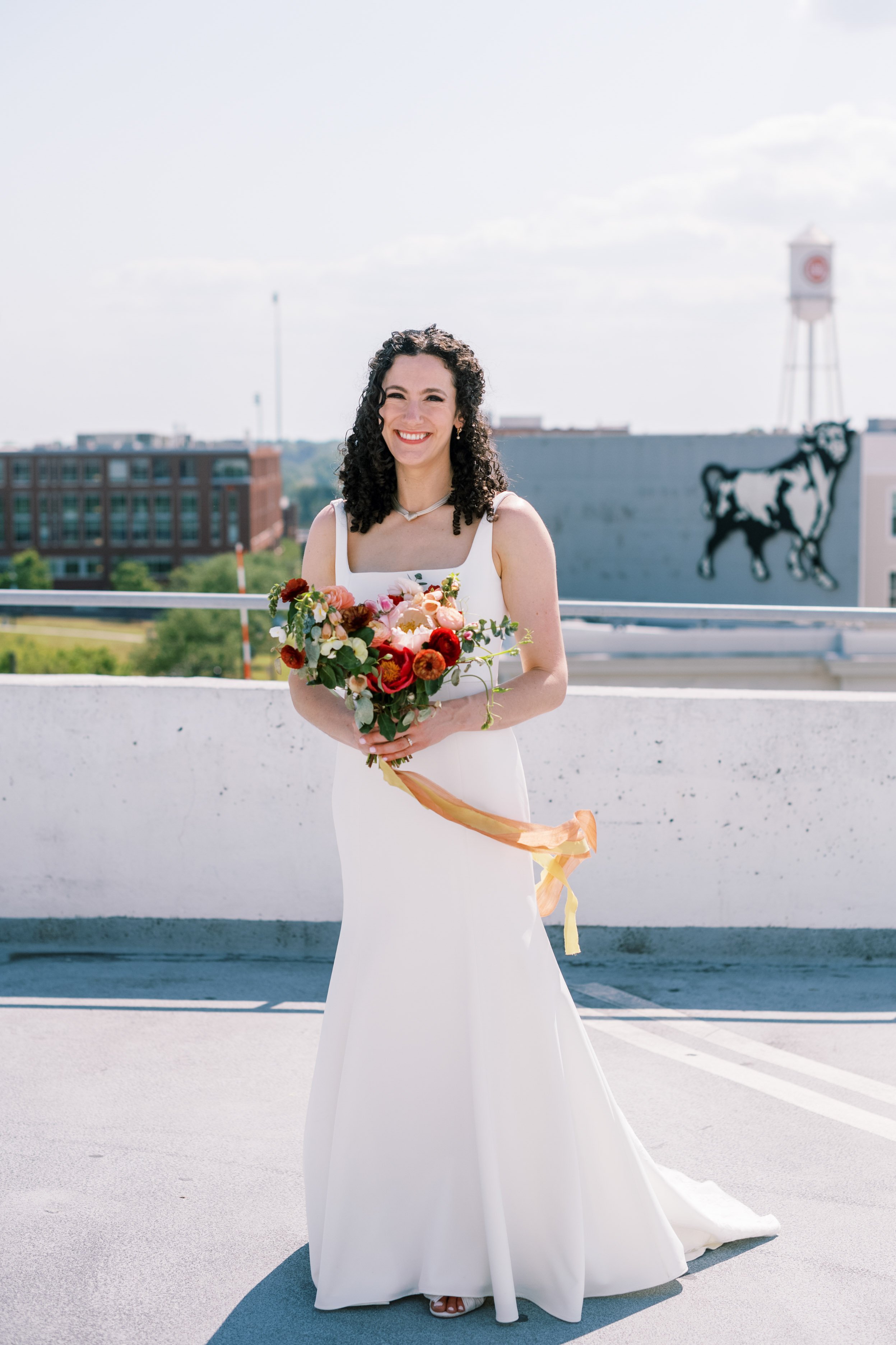 Beautiful Bride Colorful Bouquet 21c Museum Hotel Durham Wedding Fancy This Photography